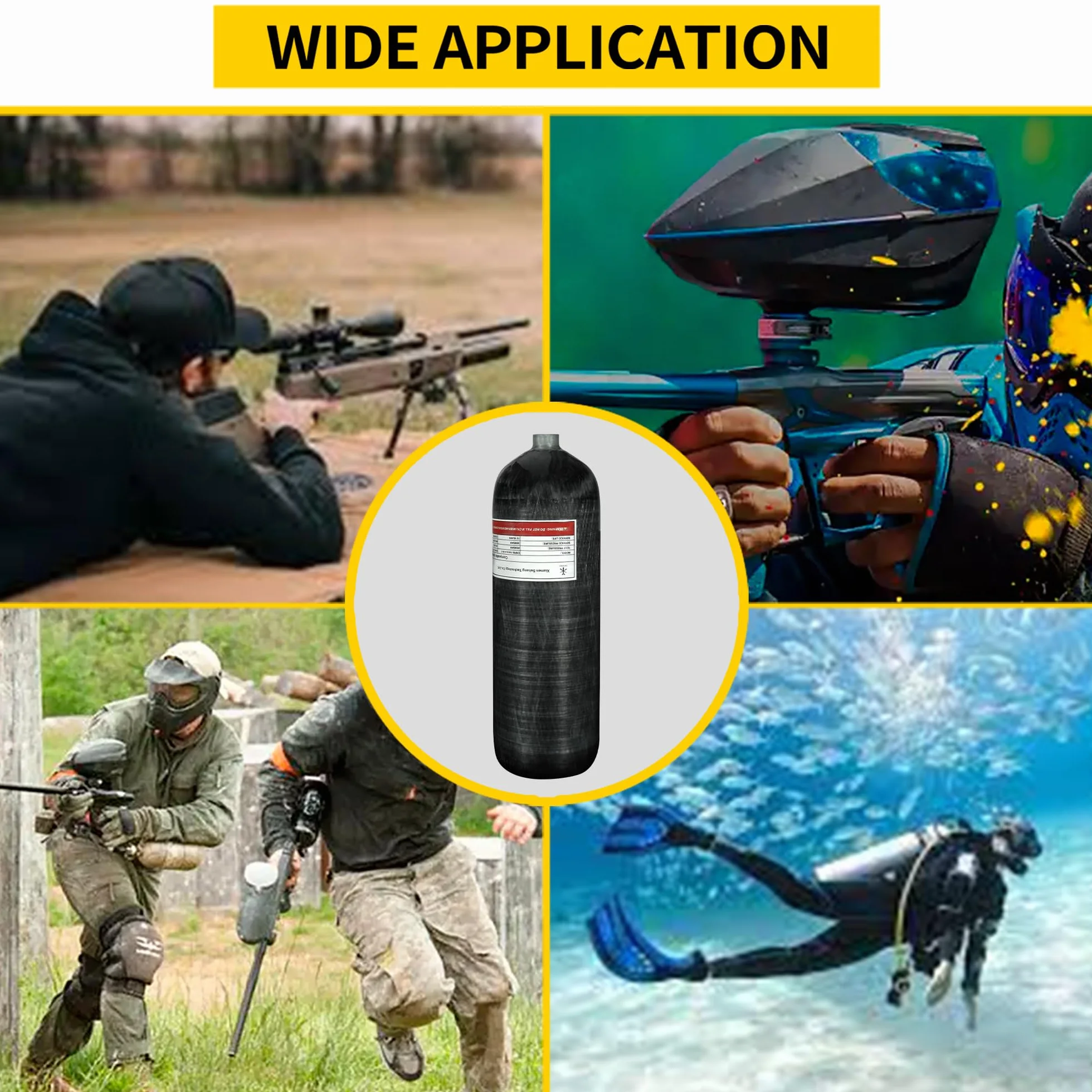 TUXING Tanque de Aire de Fibra de Carbono 4500psi 6.8L para PCP Paintball Buceo Scuba
