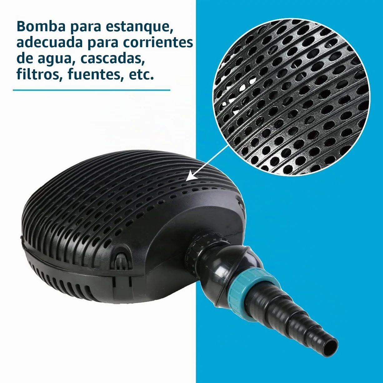Bomba de filtro/estanque AquaForte EC-10000 10 m³/h, altura de impulsión 5m, 68Watt, Negro | adecuado para agua dulce y salada | adecuado para arroyos, cascadas, fuentes, filtros, etc.