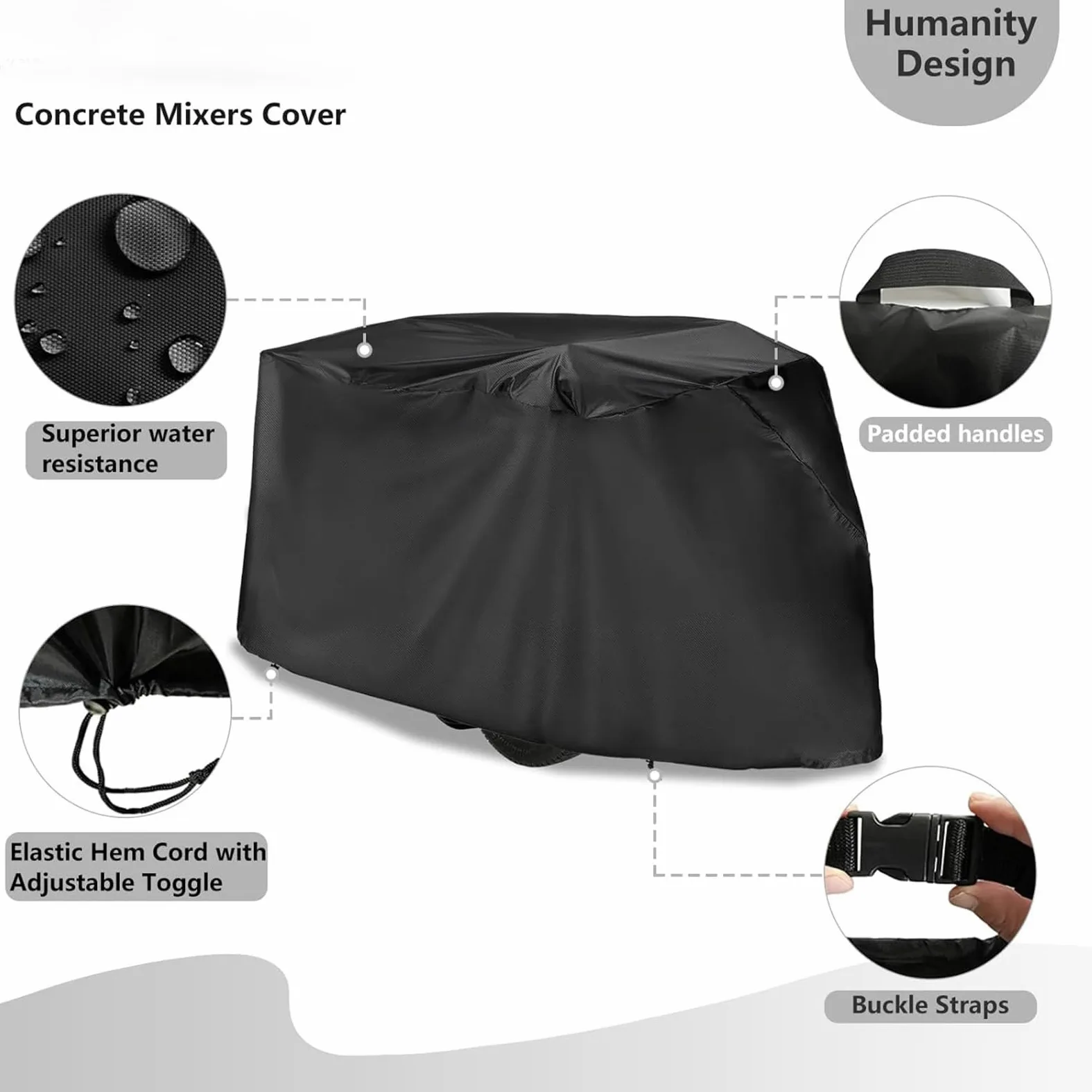 Funda para mezclador de barro – Tejido Oxford 420D resistente, material impermeable al agua y al polvo, construcción sostenible, protección contra la intemperie | Funda protectora para hormigonero
