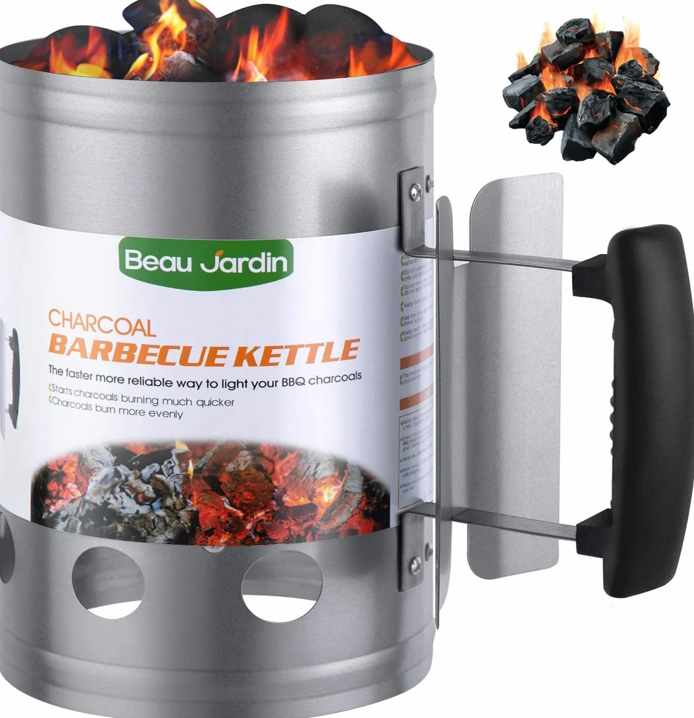 BEAU JARDIN Encendedor de carbón para Barbacoa para encender la Parrilla Arrancador Chimenea Chimenea de 28 x 18 cm Plata Chimenea de Encendido de Encendido Parrilla de Barbacoa Encendedor