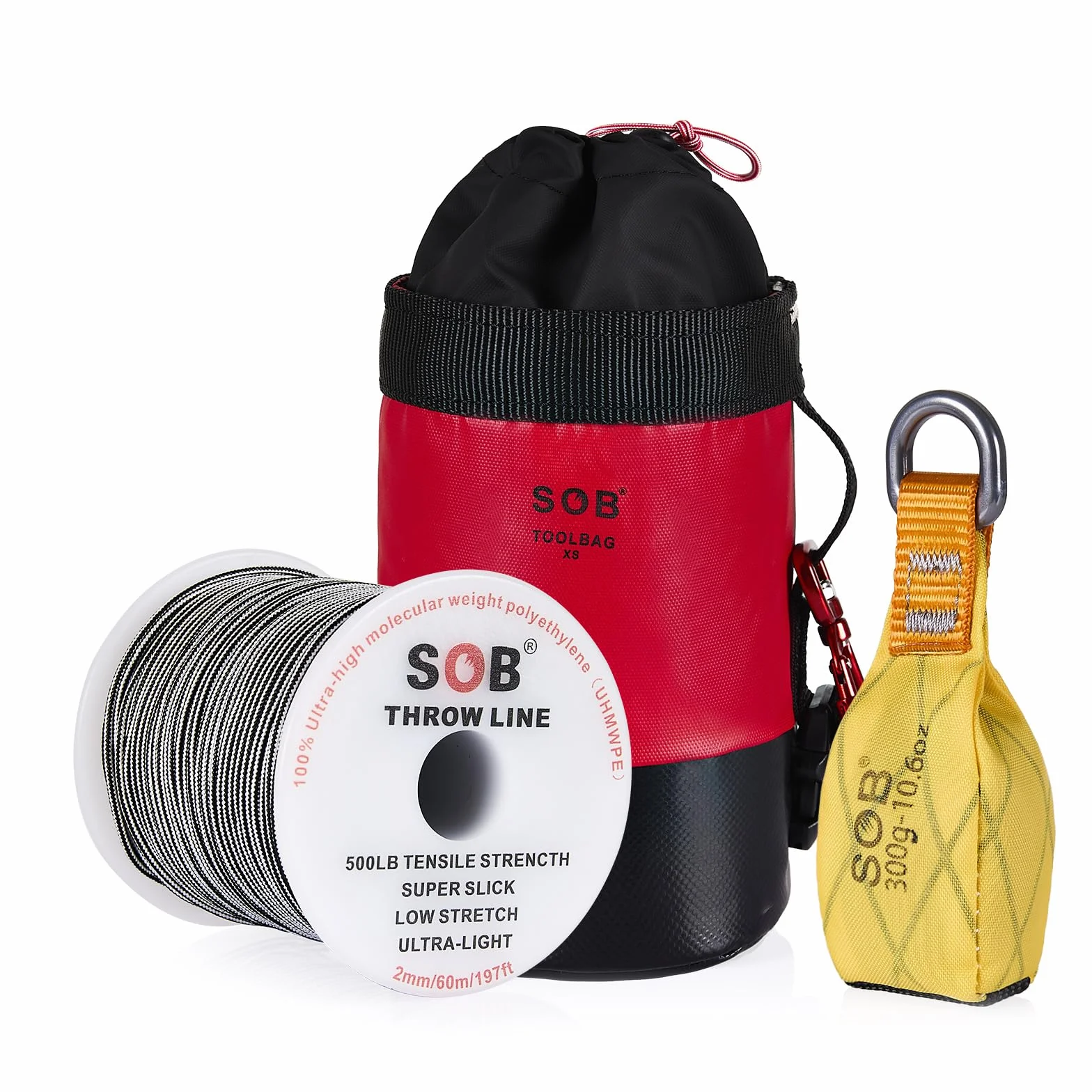 SOB Arborist Kit de Línea de Lanzamiento, Bolsa con Cuerda de 60 m para Trabajos en Árboles, Amarillo 300G