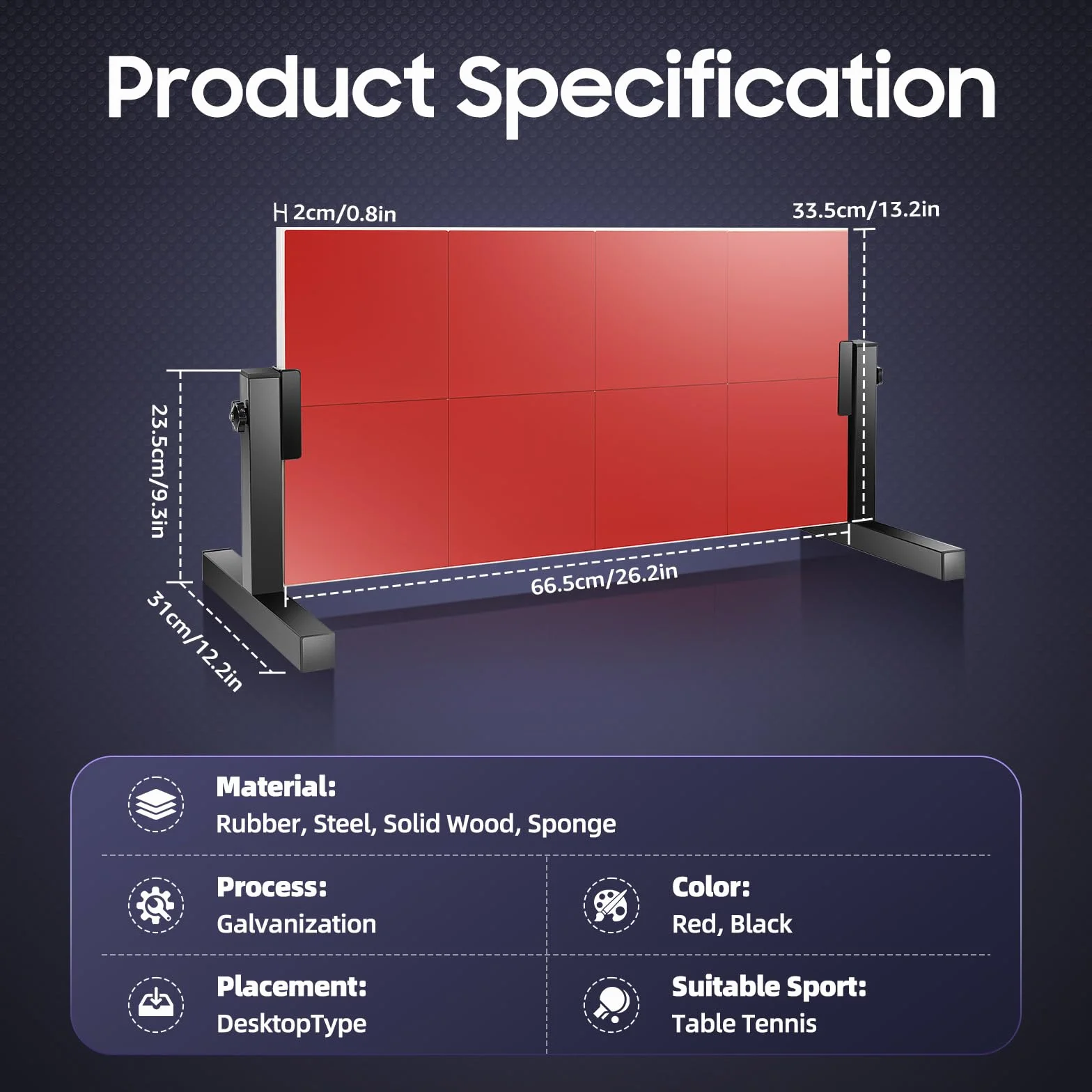 Tabla de rebote de ping pong con 8 gomas rojas, equipo de autoentrenamiento para hogar y gimnasio