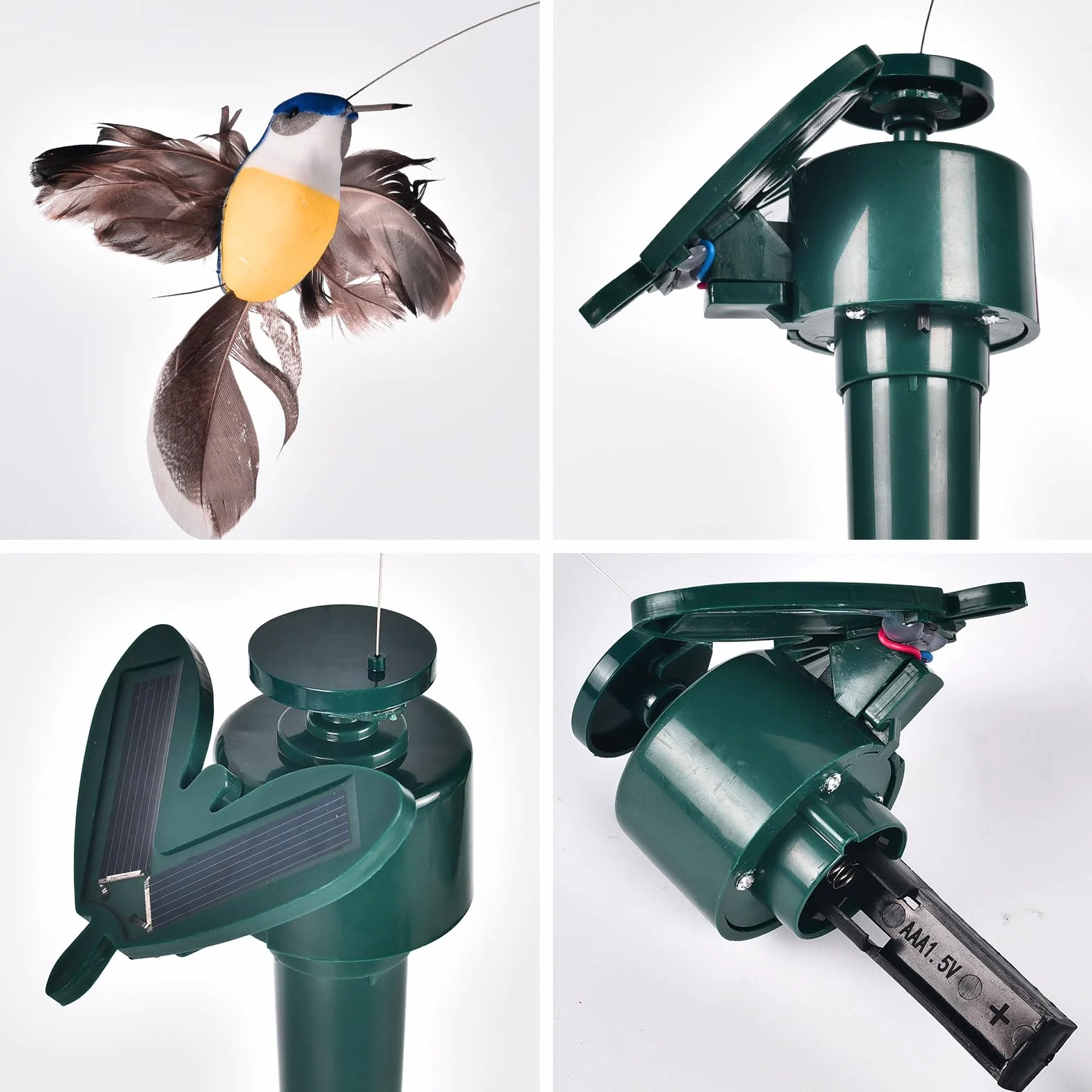 SEIWEI Mariposa jardín, 2 piezas solares o pilas, decorativo, colibrí volador, simulación de mariposa, pájaro para jardín, patio, plantas, flores, patio, decoración de paisaje (color al azar)