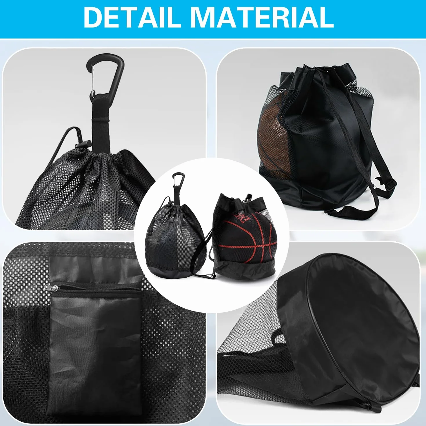 Red para baloncesto, voleibol, fútbol y tenis con bolsa portátil