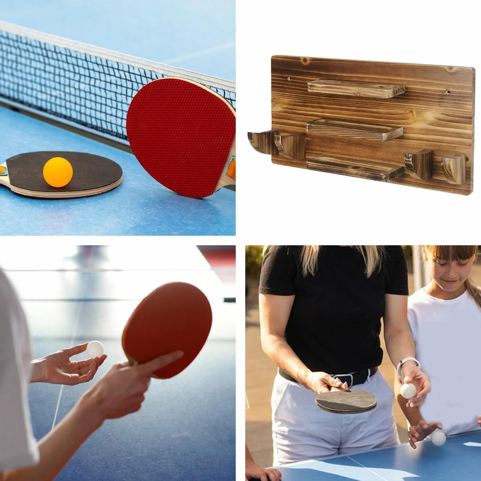 Soporte de Exhibición para Raquetas de Tenis de Mesa para 6 Raquetas y 12 Pelotas