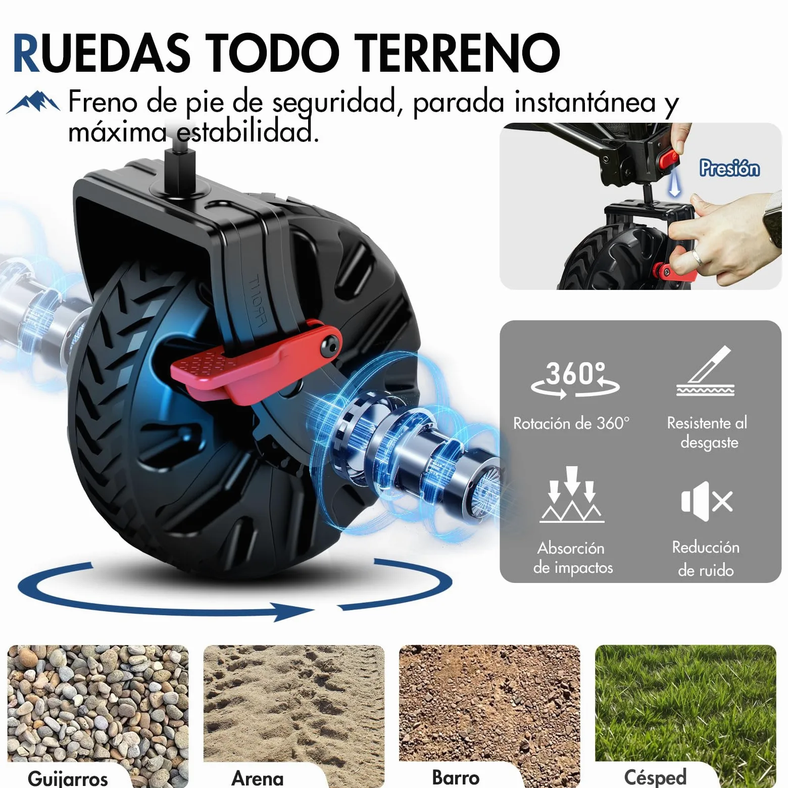 Portal Carro Playa Plegable XXL 400L – Carro Plegable de Playa con Ruedas Grandes y Portón Trasero Abatible, Capacidad 210 kg, con Freno – Vagón para Camping, Jardín y Festivales