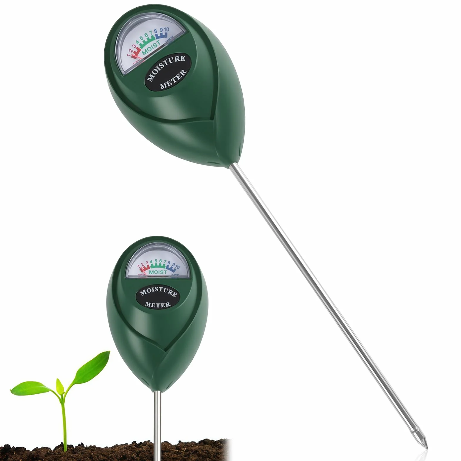 medidor Humedad Plantas, Higrometro de Suelo para Interior y Exterior, Monitor de Riego con Esfera Grande y Precisa, No Requiere Baterías, Cuida Tus Flores y Jardín con Eficiencia Gadget