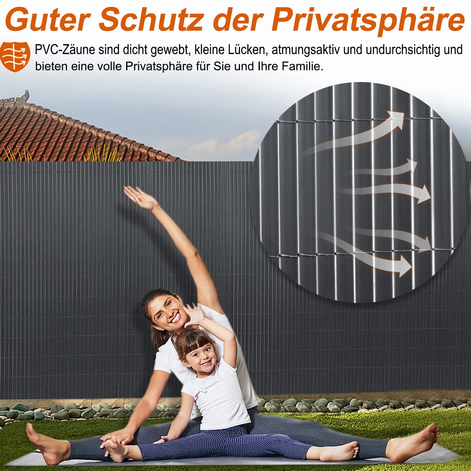 NAIZY Pantalla Privacidad PVC 160x500cm Valla Jardín Antracita Protección UV Opaca Balcón, Terraza