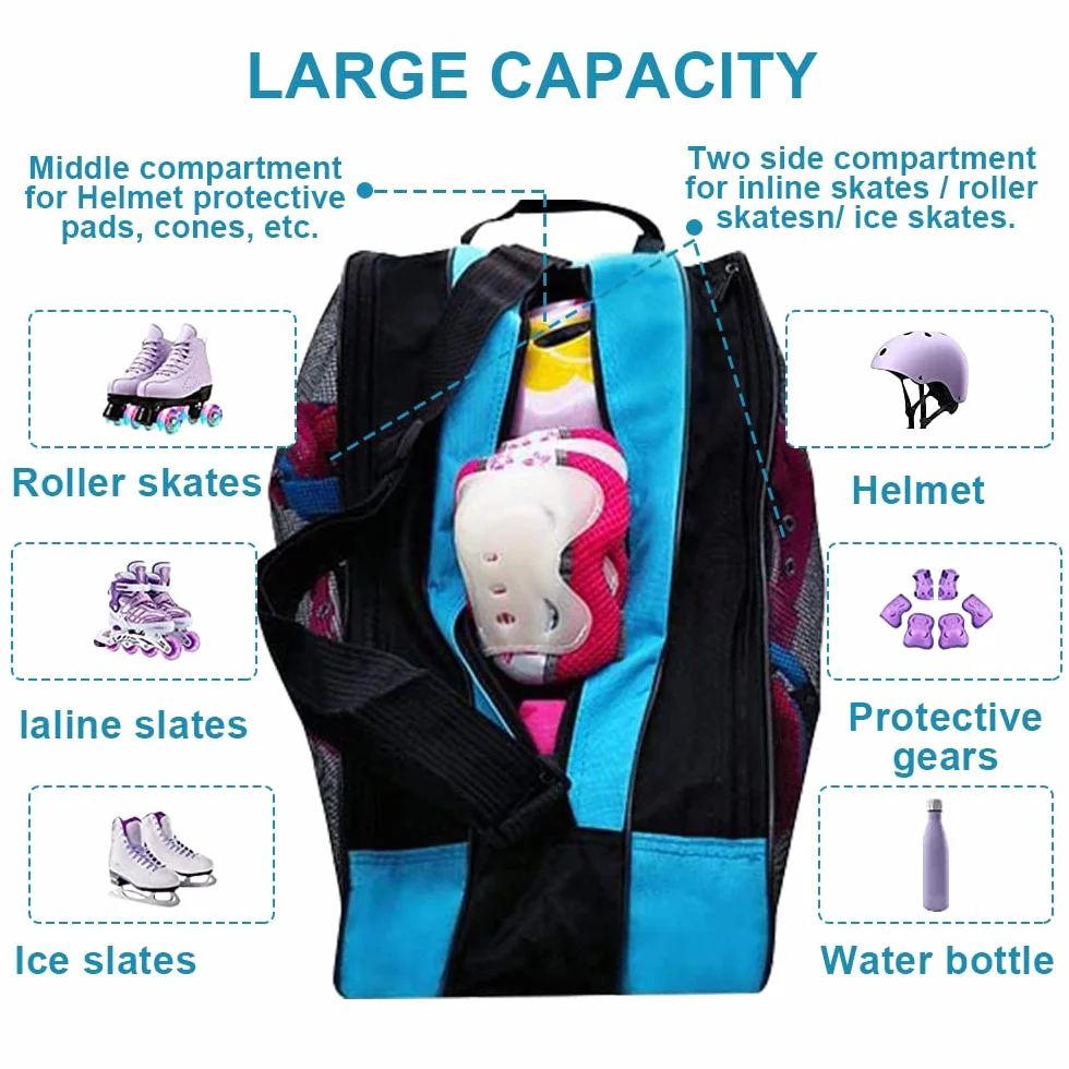ThatsRad Mochila para Patines 3 Capas Bolsa Patines Niños Adultos 39x40x28cm