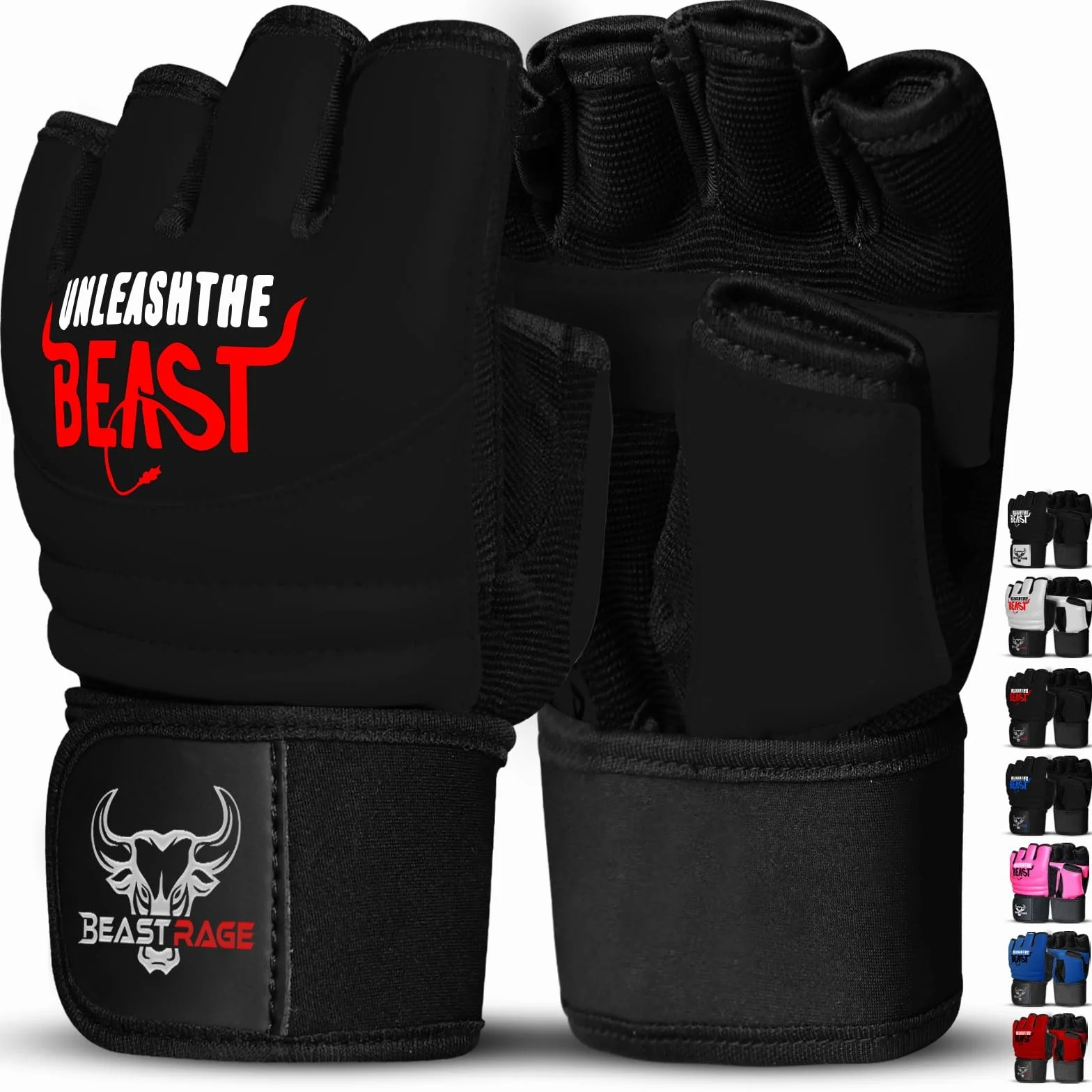 BEAST RAGE Guantes MMA Medio Dedo Kickboxing Sparring Boxeo Entrenamiento