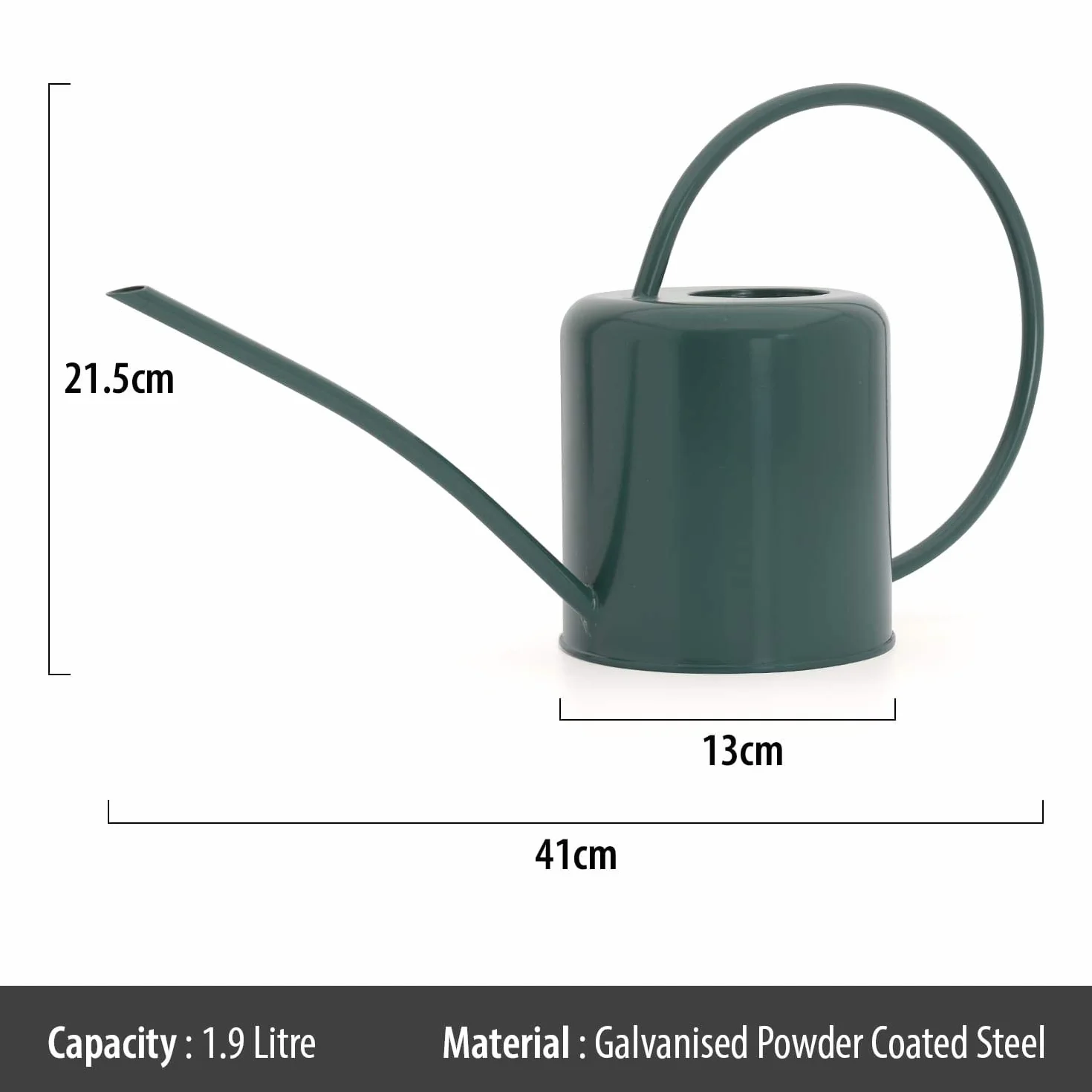 CKB LTD® - Regadera Interior de Acero galvanizado con Recubrimiento en Polvo para Plantas de Interior, diseño contemporáneo de Metal con Pico Estrecho y Mango Alto, 1,4 L Verde Oscuro