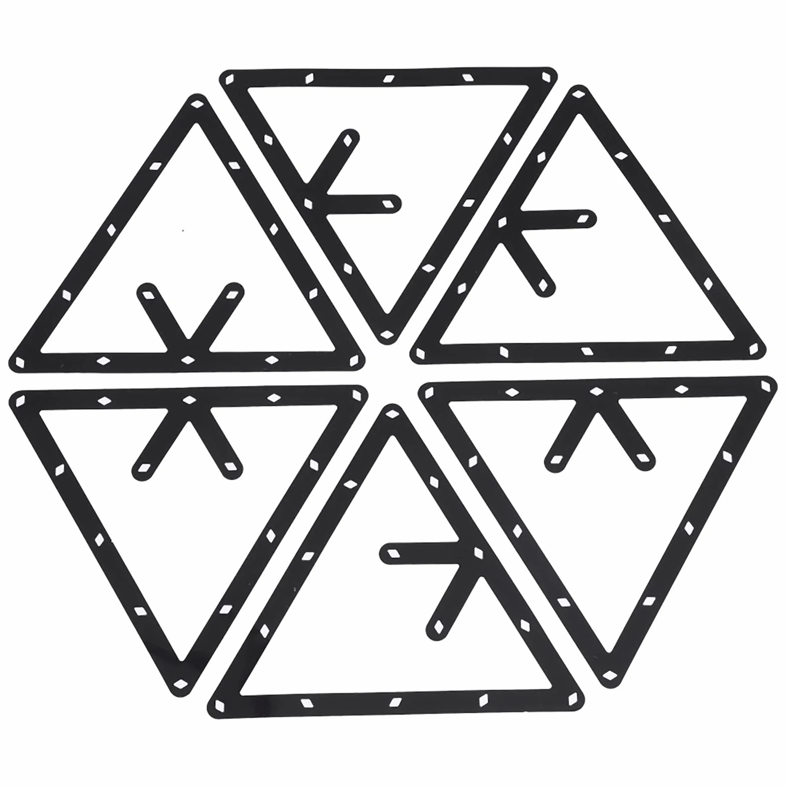Juego de 6 Estantes de Billar, Soporte de Bola Triangular Negro para Mesa de Billar