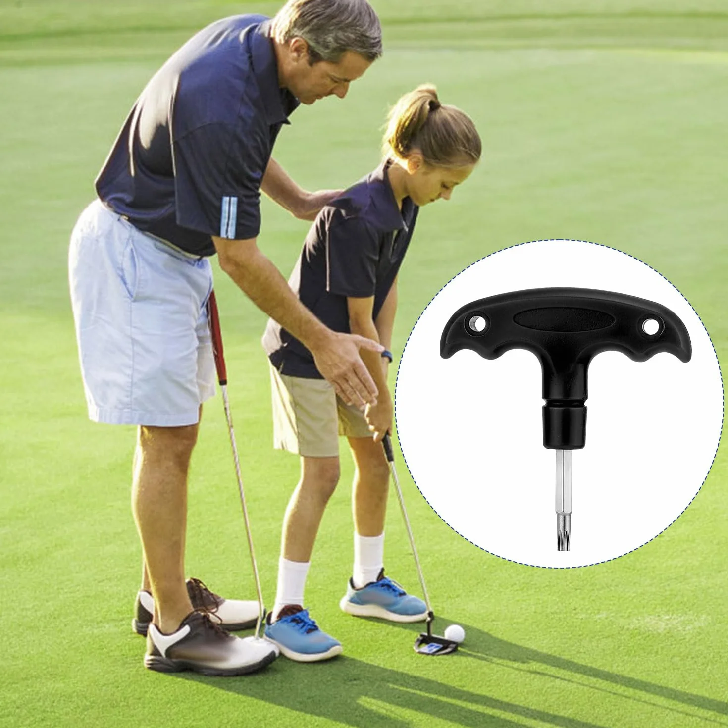 XIHIRCD Llave Dinamométrica Golf, Herramienta Ajustable Mango Plástico, Llave Driver Metal Palos Golf Negro