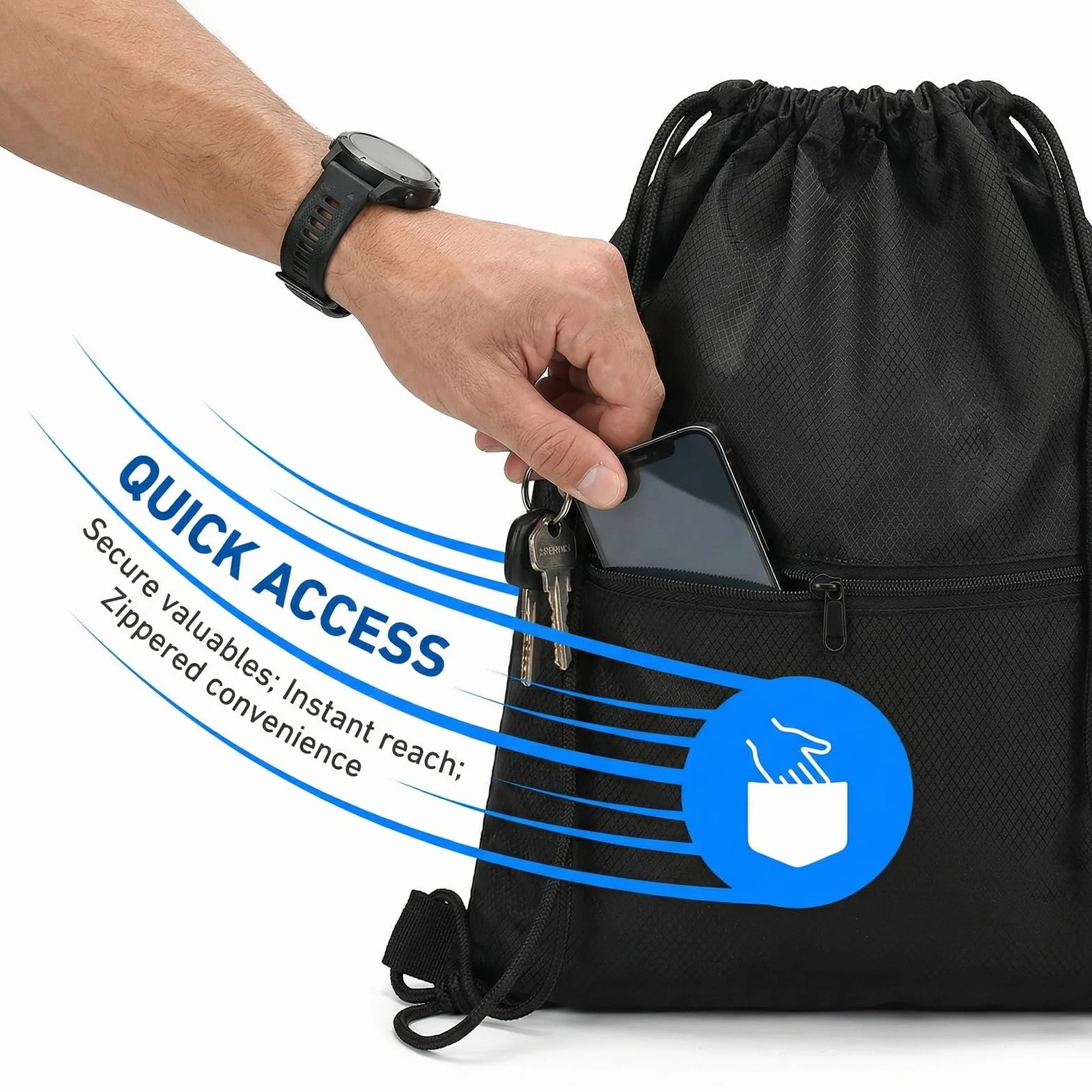 Mochila Impermeable Deportiva con Cordón, Bolsa de Gimnasio Gran Capacidad, Saco de Cuerdas para Hombre y Mujer