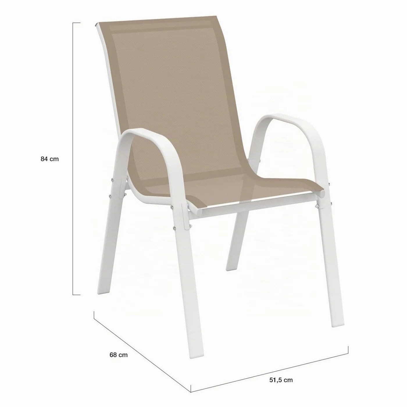 Salón de jardín Madrid Mesa 190 cm 8 sillas apilables blanco beige