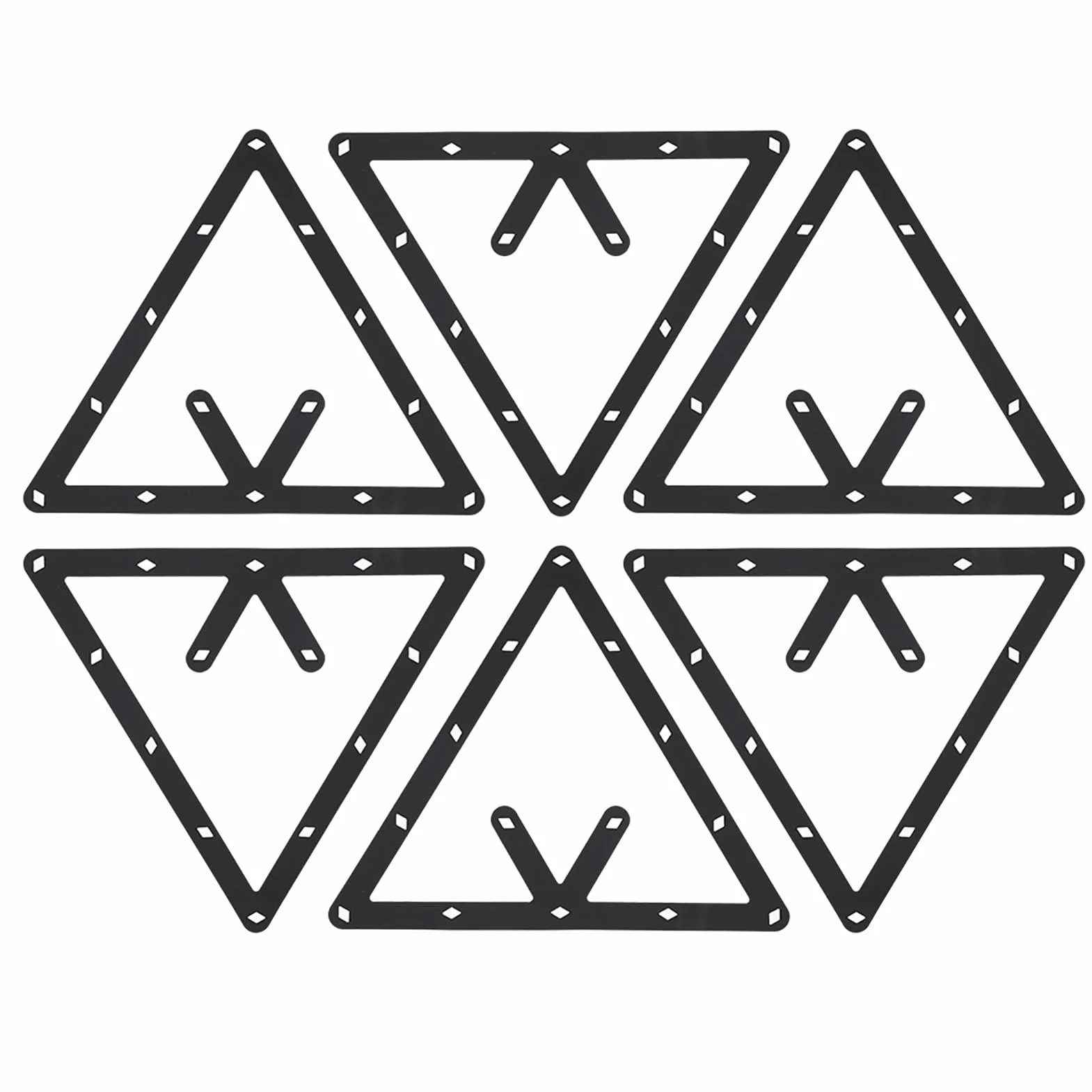 Juego de 6 Estantes de Billar, Soporte de Bola Triangular Negro para Mesa de Billar