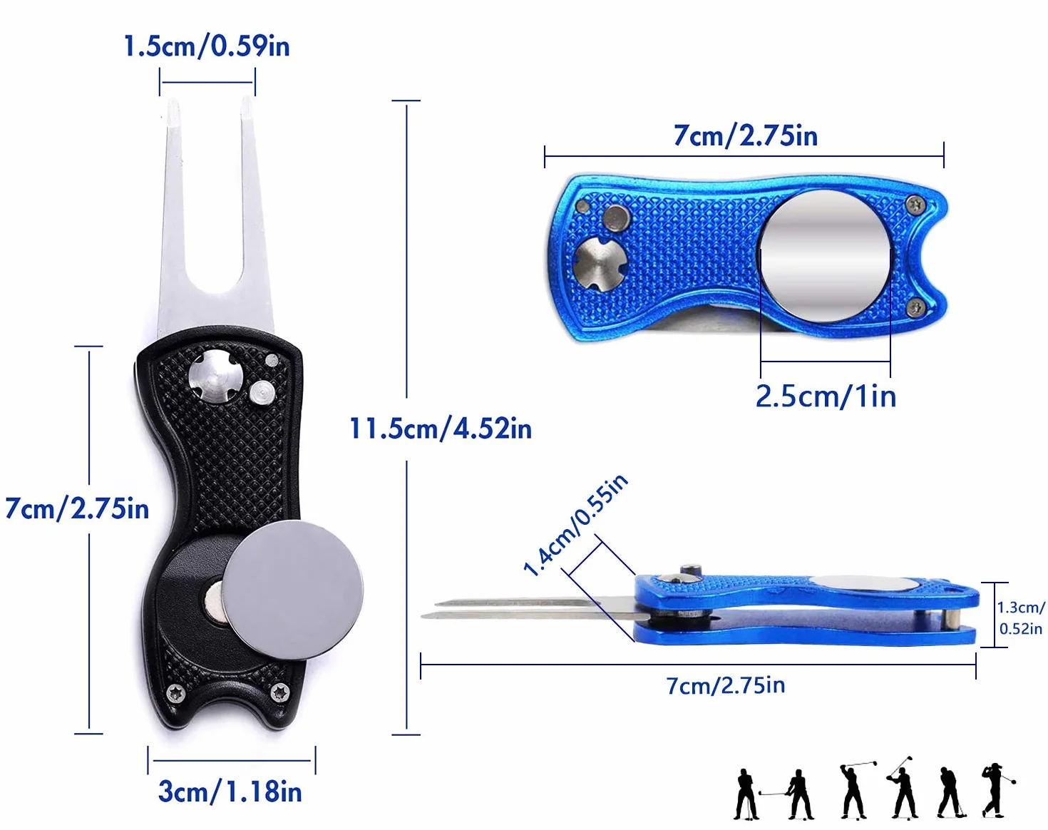 Pitch Fork Golf Arreglapiques Herramienta de reparación Resistente Estable Accesorio para Golf