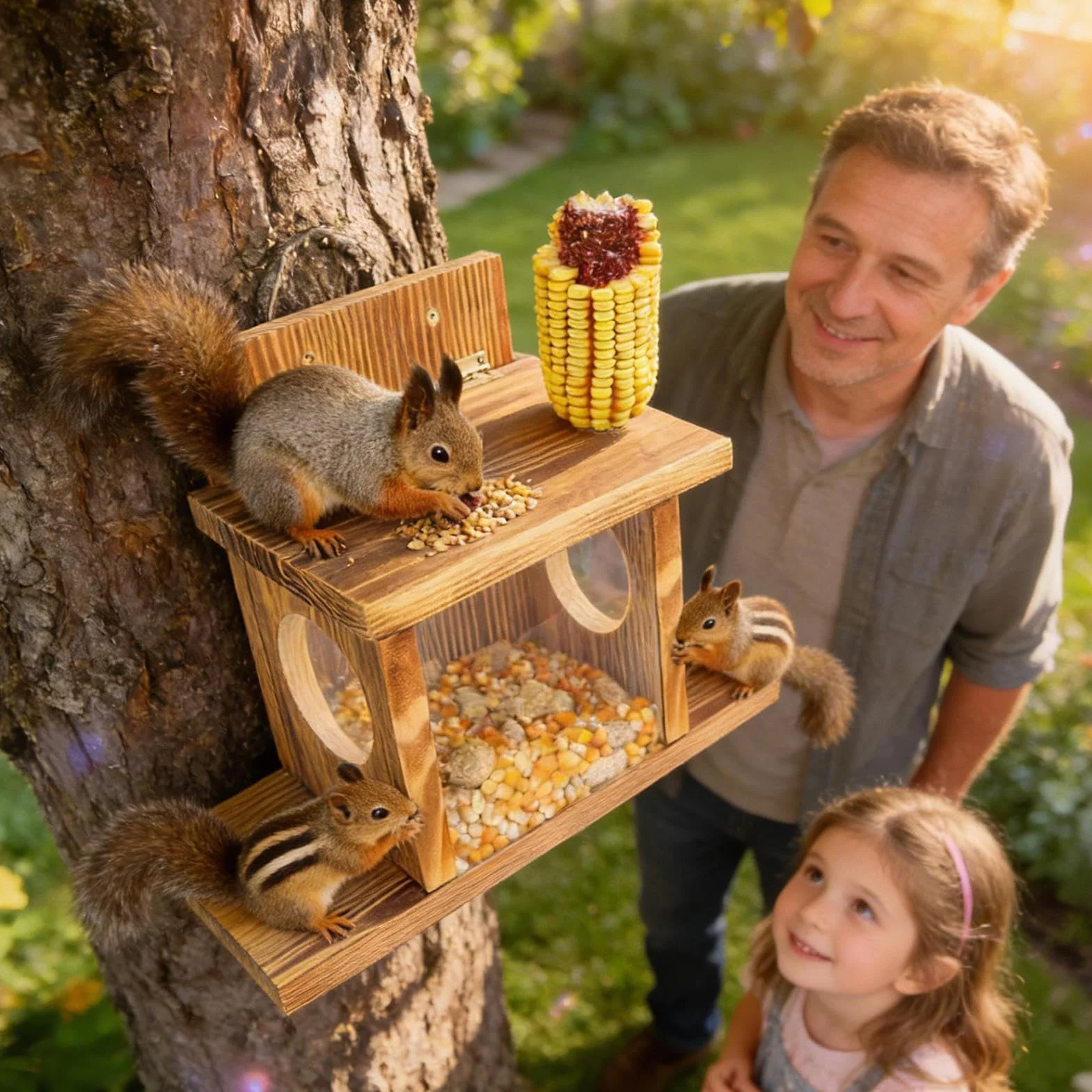 para Ardillas,Decoración de Jardín Divertida | Casa De Picnic con Bebedero para Ardillas,para Balcón Árbol Invierno Pícnic Alimentación de