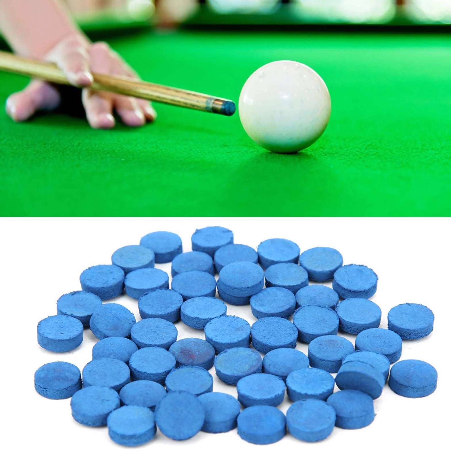 Alvinlite Puntas de Billar 9-13 mm 50 Repuesto Cuero Caja Almacenamiento Snooker Pool Azul 13mm