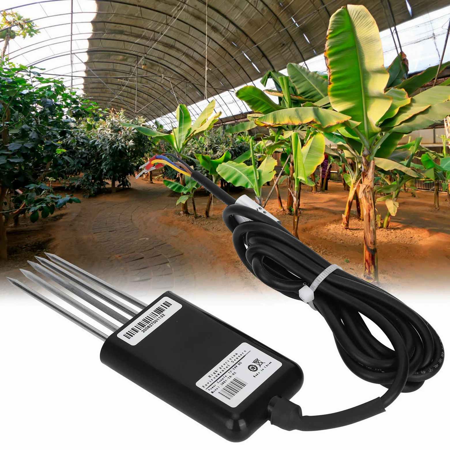 Qcwwy Rs485 Sensor de Suelo 7 en 1 Temperatura de Humedad del Suelo Ph Npk Ec Tester para Experimentos Científicos Ahorro de Agua Riego Invernadero Herramientas de Jardín