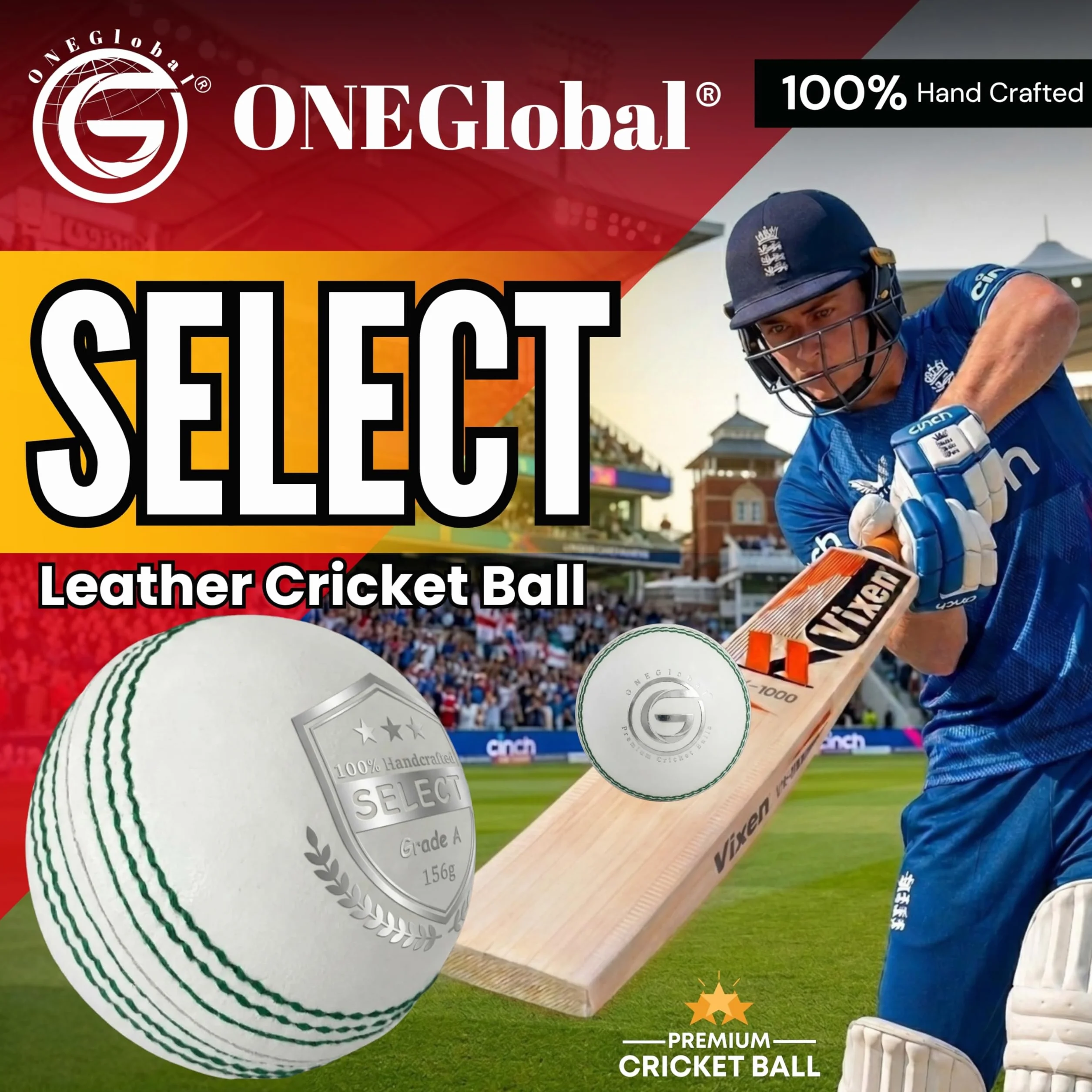 Pelota de críquet de cuero 156 g construcción 4 piezas T20 entrenamiento