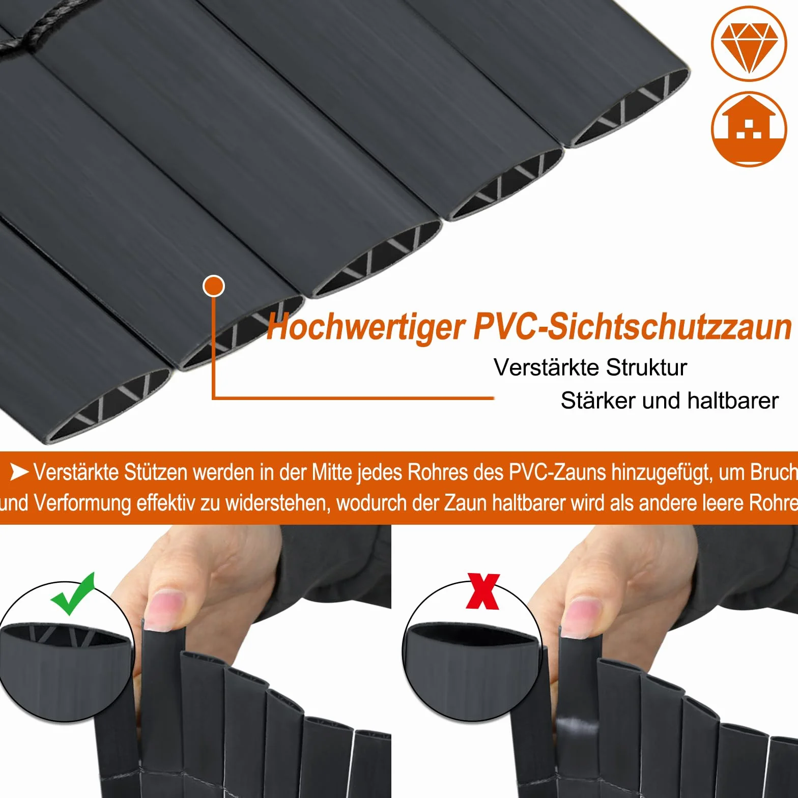 NAIZY Pantalla Privacidad PVC 160x500cm Valla Jardín Antracita Protección UV Opaca Balcón, Terraza