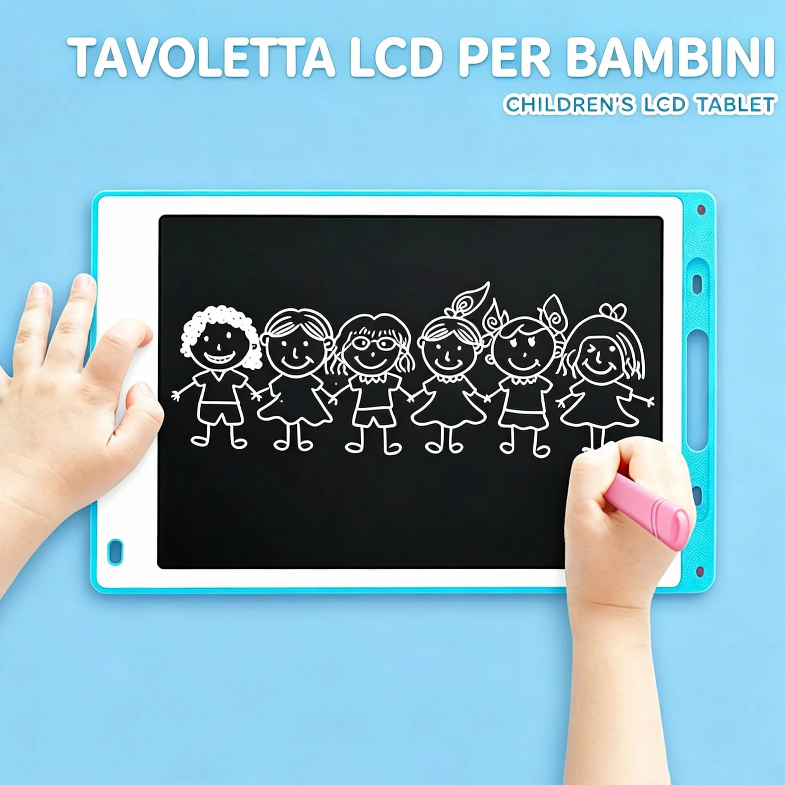 Tableta gráfica LCD 10 pulgadas azul con bolígrafo integrado – Pizarra electrónica para dibujo – Impermeable y a prueba de golpes para niños