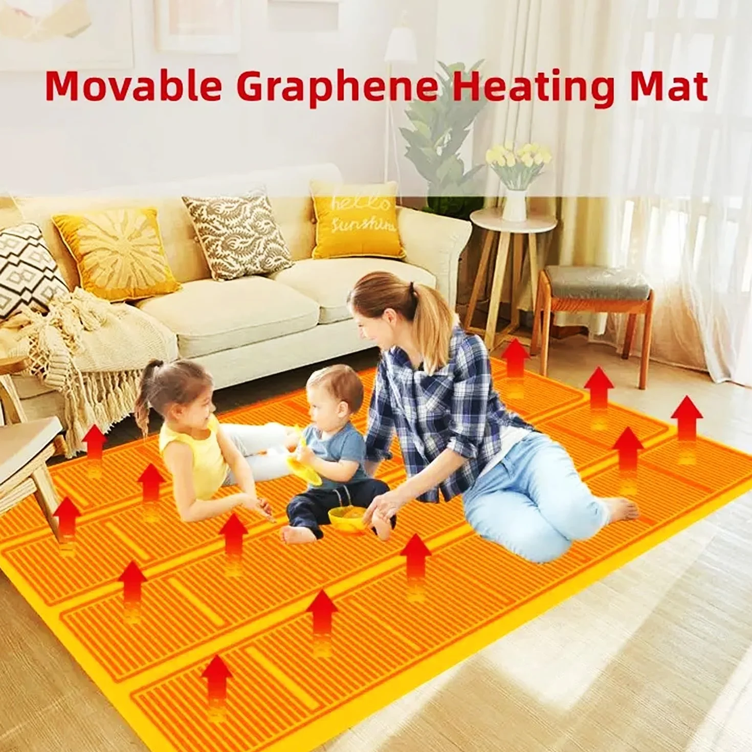 Alfombrillas térmicas para suelos, alfombras eléctricas con calefacción, temporizador y temperatura regulable, almohadilla térmica eléctrica, calentador de suelo para pies(80x100cm)