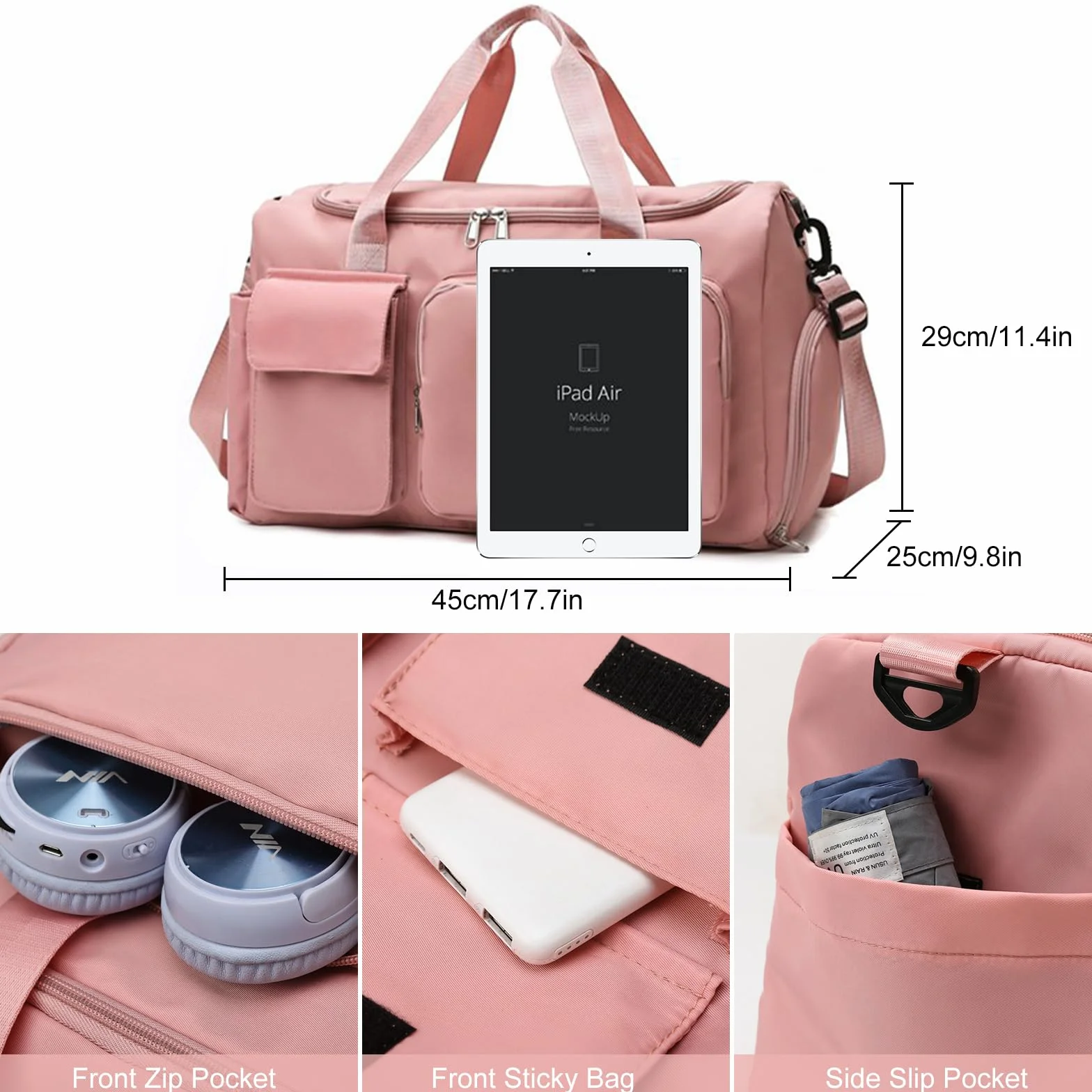 Bolsa de Viaje Plegable Mujer Gran Capacidad Gimnasio con Compartimento Zapatos y Bolsillo Húmedo
