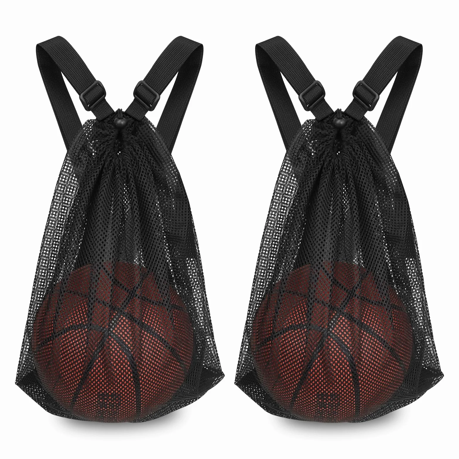 Bolsas de Malla de Baloncesto Plegable para Llevar Baloncesto, Voleibol, Fútbol y Tenis de Mesa, Negro