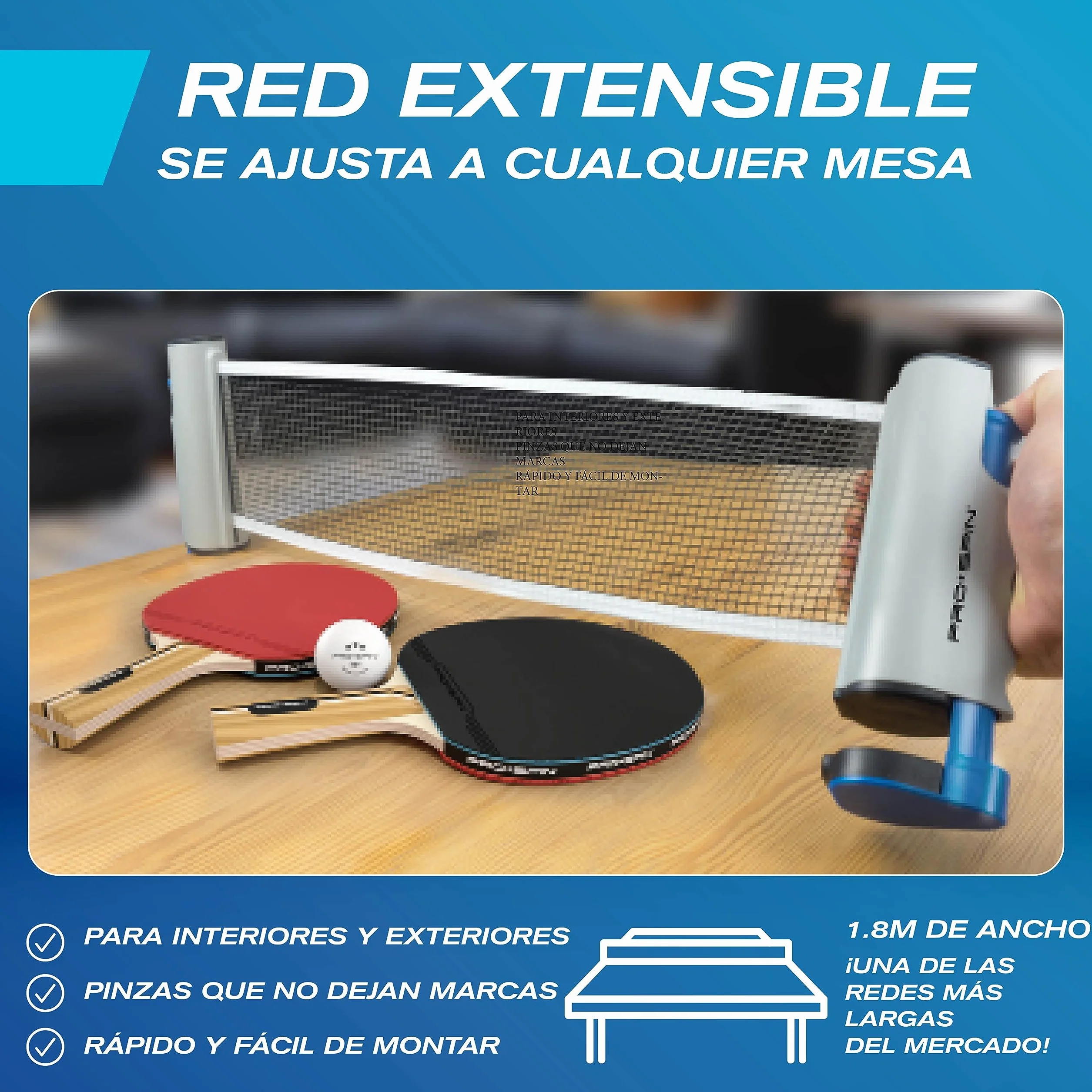 PRO-SPIN Red de Ping Pong Portátil | Red de Tenis de Mesa Retráctil con Bolsa de Transporte