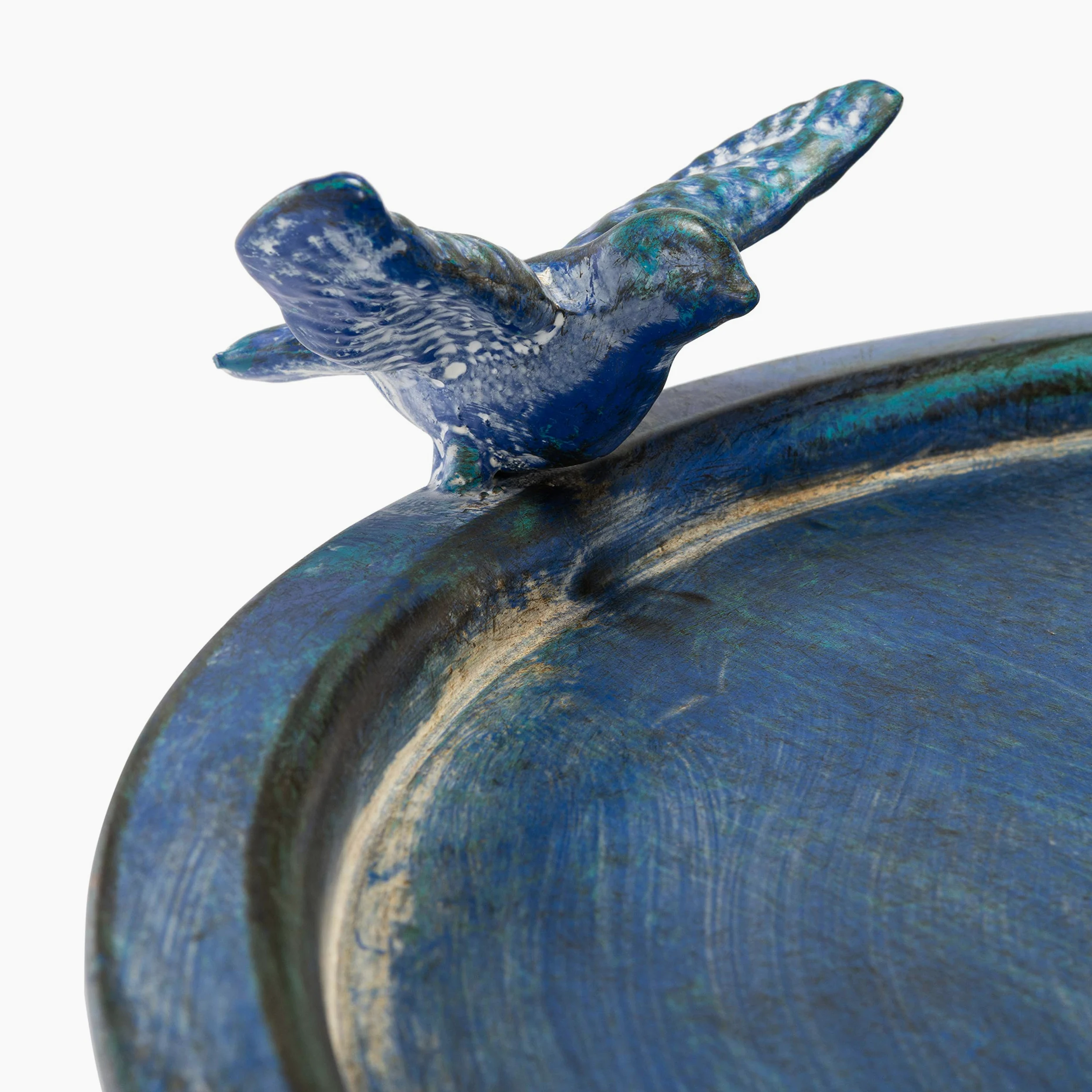 Safavieh Outdoor Collection Kensi PAT5025C - Bañera para pájaros de hierro envejecido, para jardín, patio, patio trasero, azul musgo