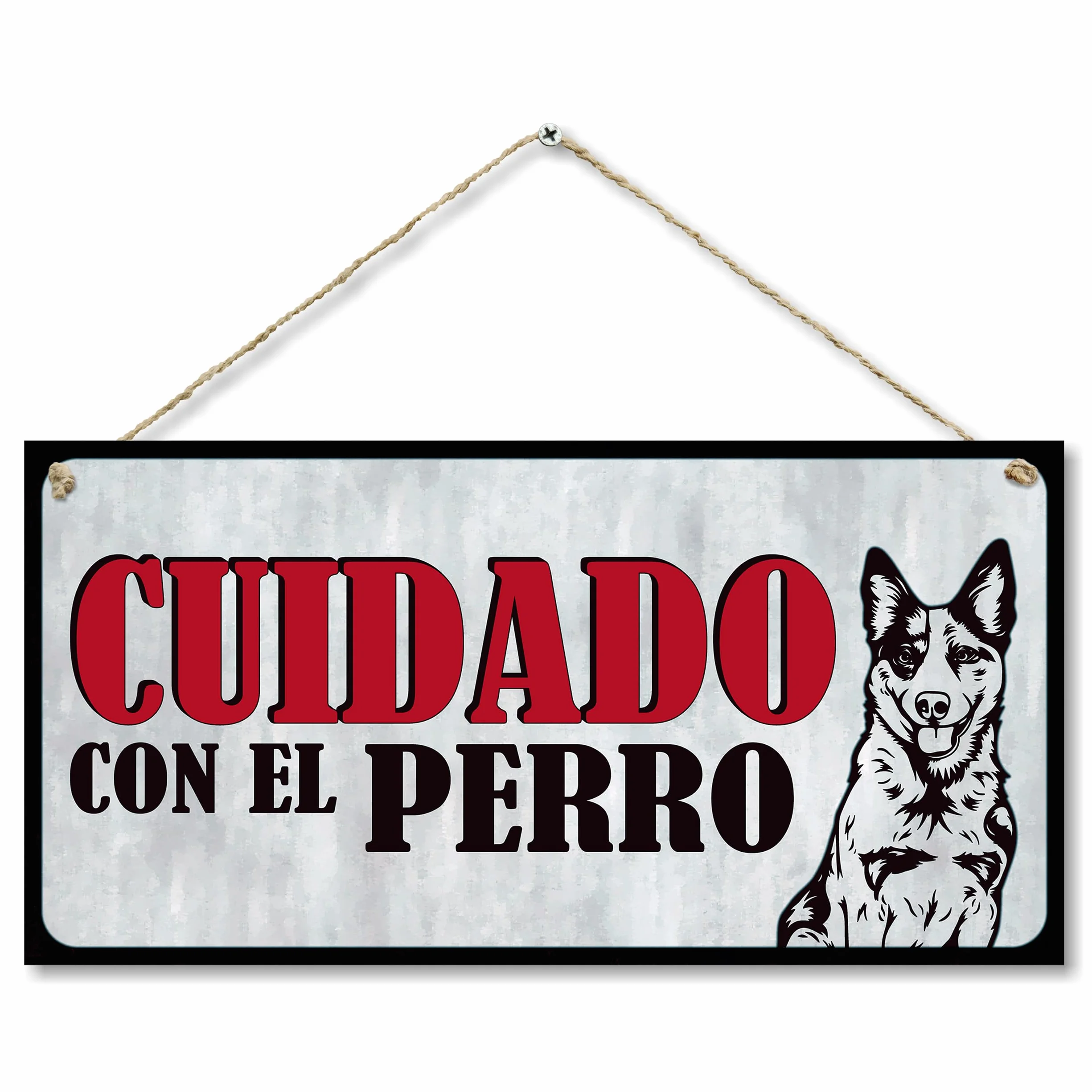 CARISPIBET ¡Cuidado con el perro! Señales de advertencia exteriores de la casa, señal de puerta de jardín, señal de puerta 15 x 30 cm