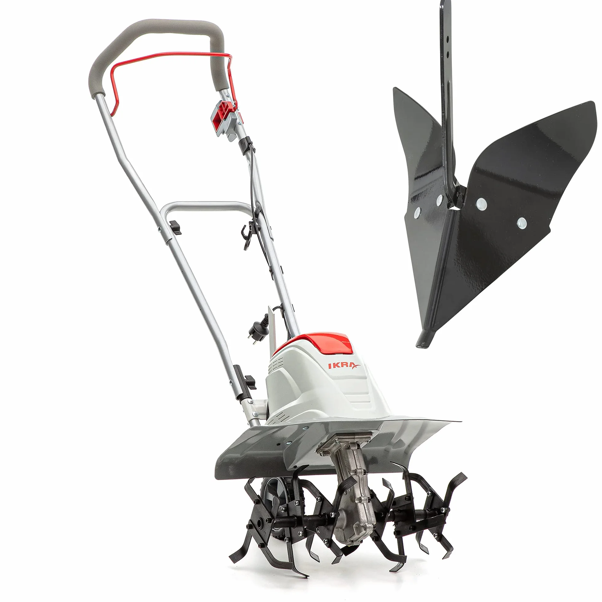 IKRA motoazada eléctrica motocultor cultivador Fem 1500, Ancho útil 17-45cm, 1500W, Incl. arado aporcador