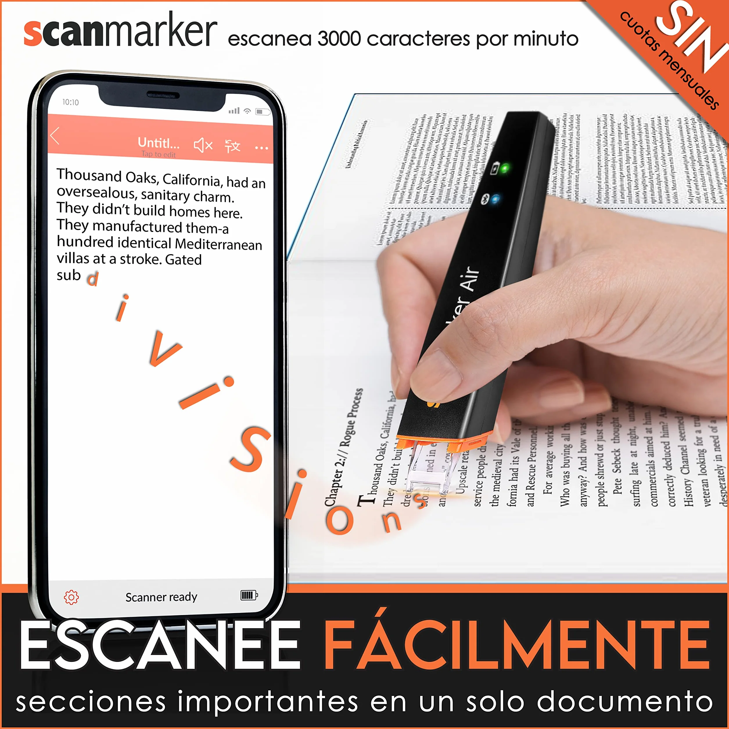 Scanmarker Air Lápiz Escáner Lector OCR Digital Inalámbrico Negro