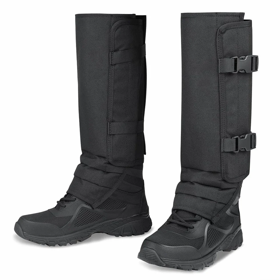 Polainas de serpiente impermeables Oxford para caza, senderismo, trabajo granja (negro)