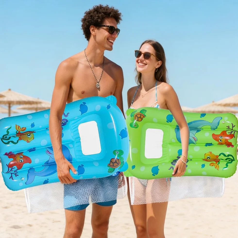 Tabla de Bodyboard Hinchable 2 Piezas 69 x 46cm para Surf Playa Piscina Natación (Azul + Verde)
