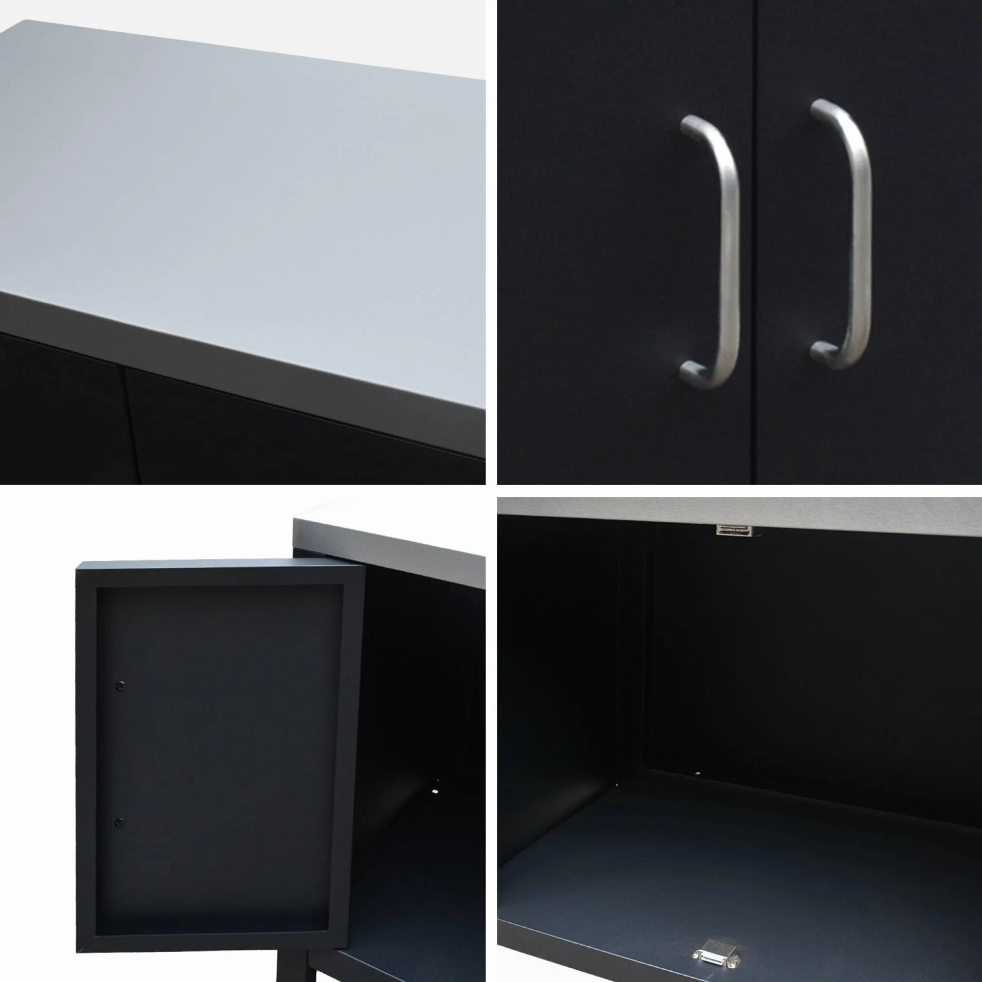 sweeek - Cocina exterior de acero, 80cm, Grimaud, Negro, 52.5x80x69 cm