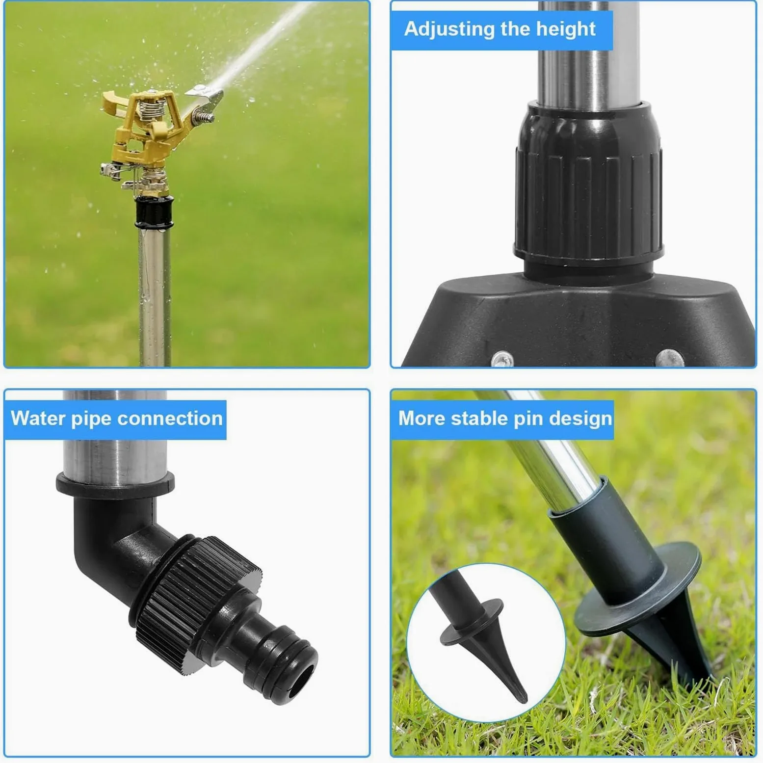 Trípode de riego de jardín, soporte ajustable para aspersor de agua, base estable, diseño de riego de 360 grados, herramienta de riego eficiente para césped y jardines