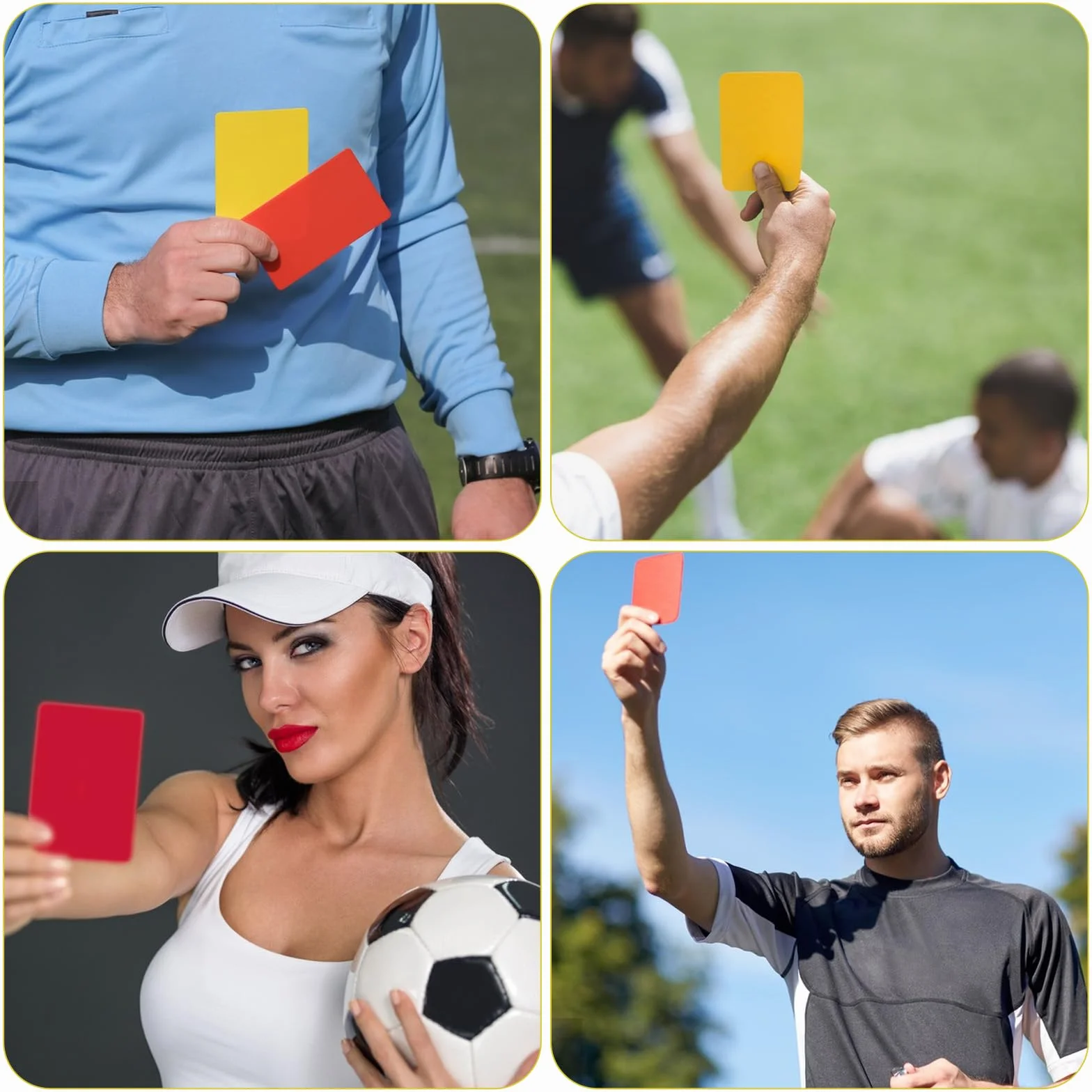 Tarjetas de árbitro de fútbol Bewudy 16 unidades amarillas y rojas de PVC