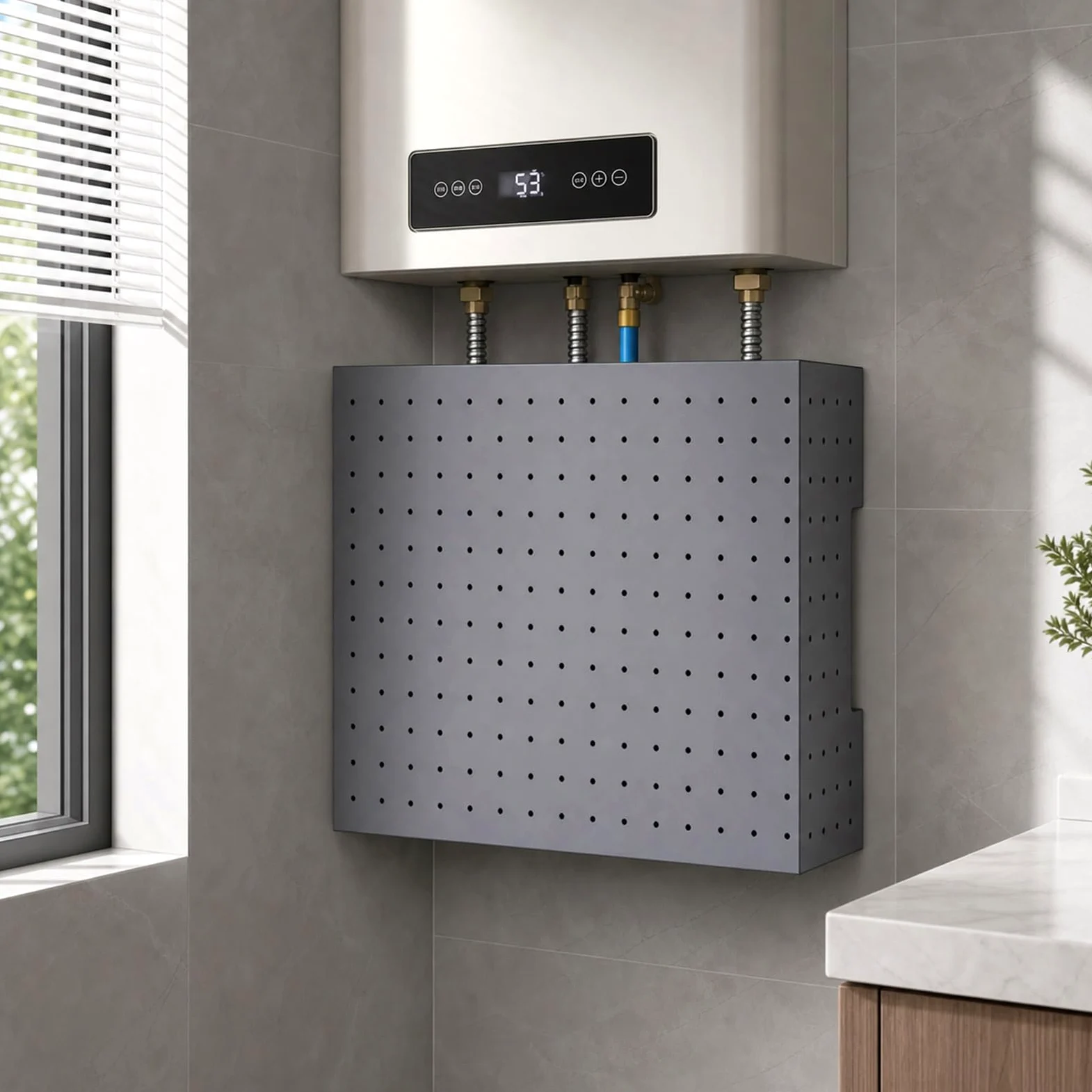 Cubierta Protectora De TuberíA De Calentador De Agua A Gas,Cubierta De TuberíA De Calentador De Agua A Gas,Panel Perforado para Pared Cubre TuberíAs De Gas para Calentador
