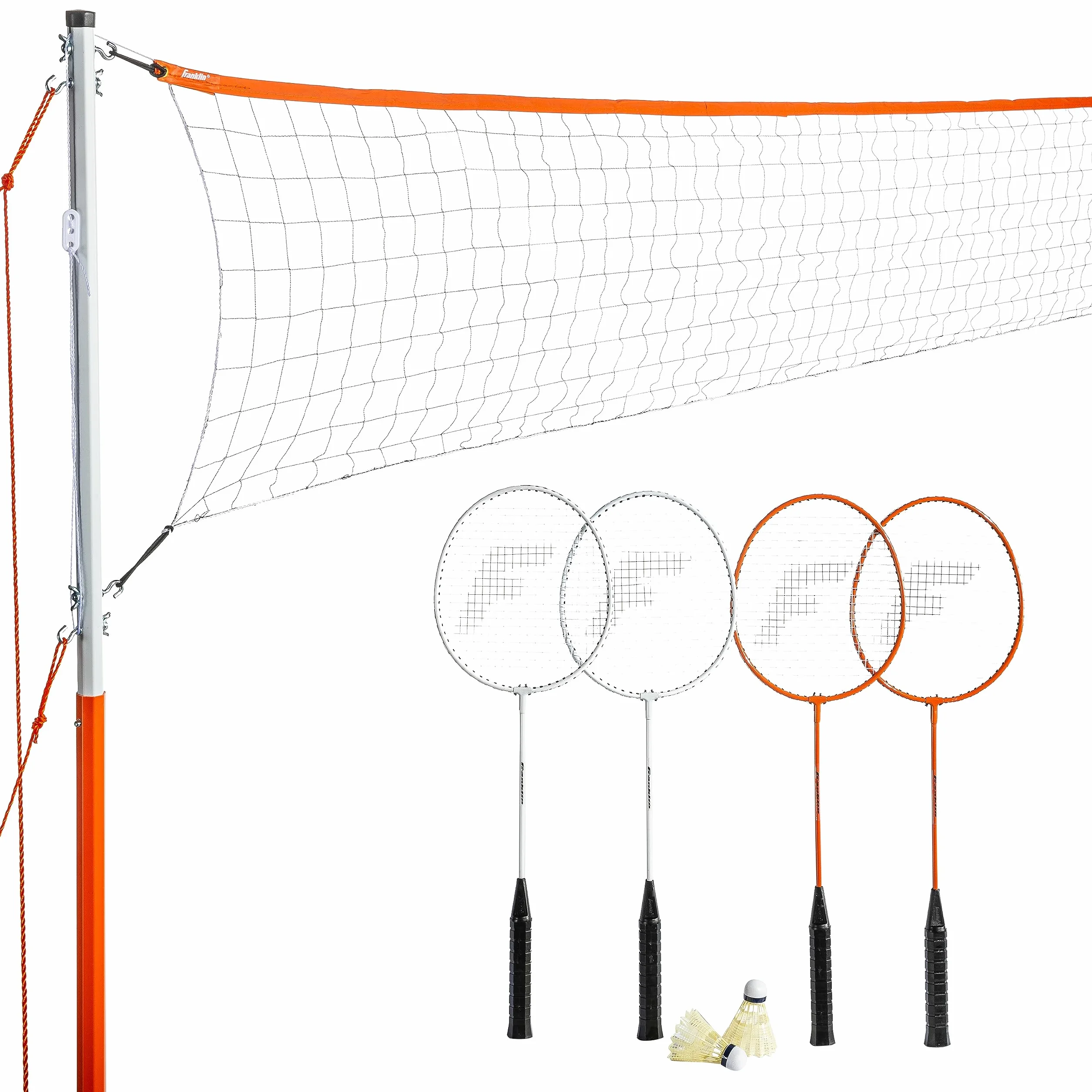 Franklin Sports Juego de Bádminton Exteriores Red Portátil 4 Raquetas 2 Volantes Adultos Niños
