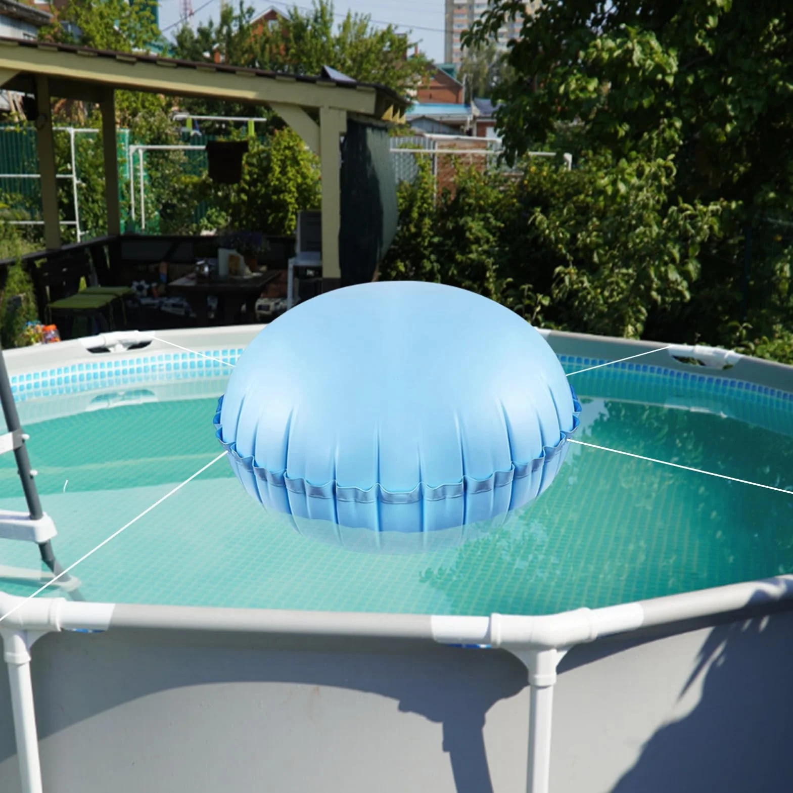 Byhsoep Cojín de aire para piscina, accesorio de invierno, 80 x 80 cm, cojín de aire para piscina de invierno XXL, cojín de piscina de invierno, redondo, 360 cm, protector de invierno engrosado 0,6 mm