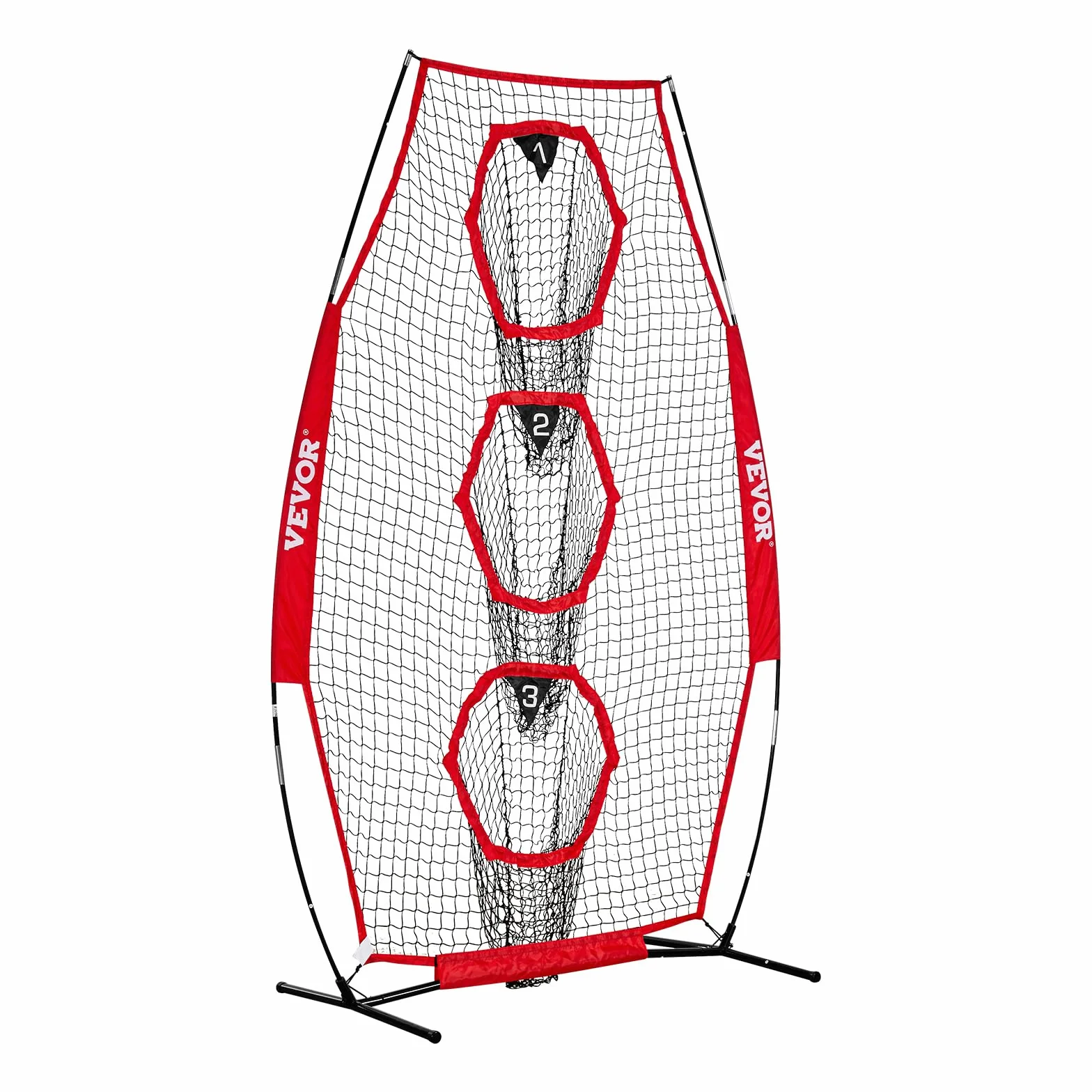VEVOR Red de Lanzamiento para Entrenador de Fútbol, 168 x 77 x 245 cm, 3 Bolsillos, Rojo