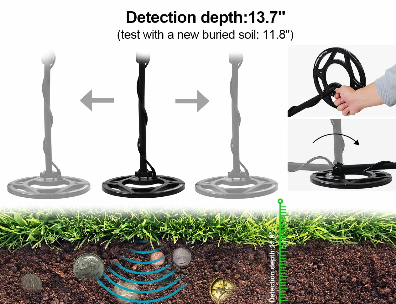 Allosun detector de metales de mano resistente al agua Hoge Precisie Kleine tipo Archeologische Posicionamiento Schat Instrumento
