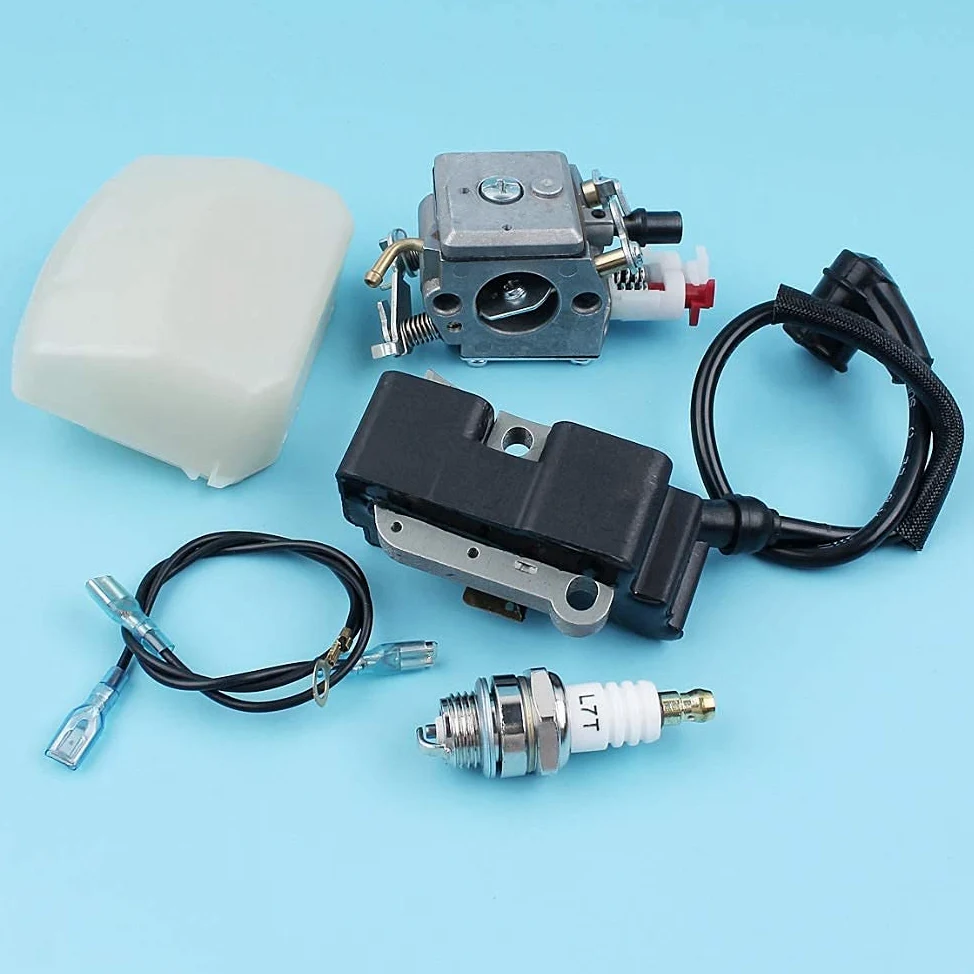 Kit de módulo de Bobina de Encendido del Filtro de Aire del carburador Compatible con Husqvarna 340345346350353 Bujía de Motosierra [# 503283208] Zama Carb