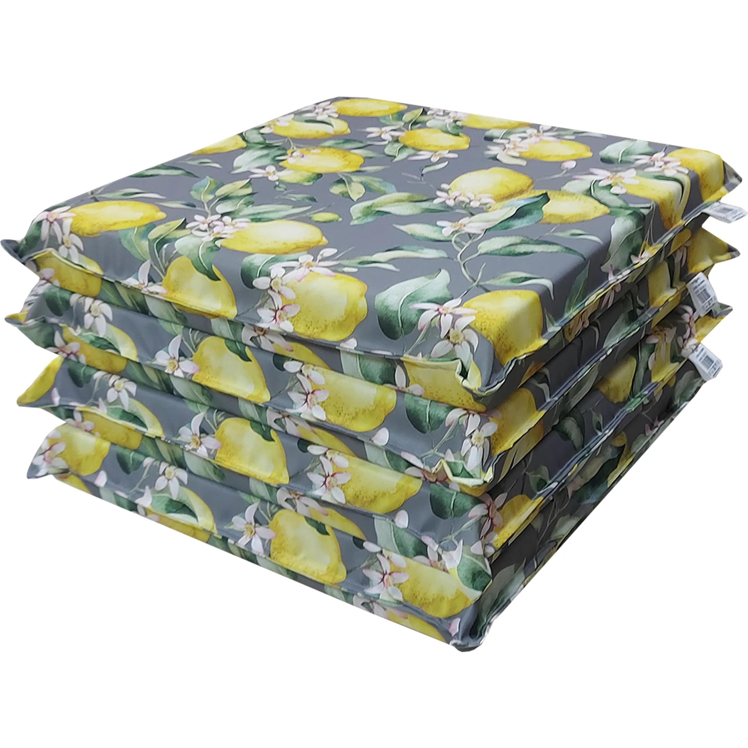 Cojines para Sillas de Jardín – Set de 4 (50x50x8 cm) – Fundas con Cremallera Desenfundables y Lavables – Asiento Cómodo para Exteriores – Fabricación Italiana (4, Lemon Flower)
