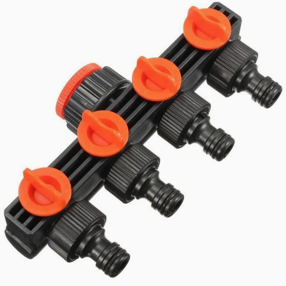 Conector de Agua de riego, Conectores de Grifo de 4 vías agrícolas, el más Nuevo, Divisor de tubería de Manguera de jardín para el hogar, Goteo de plástico