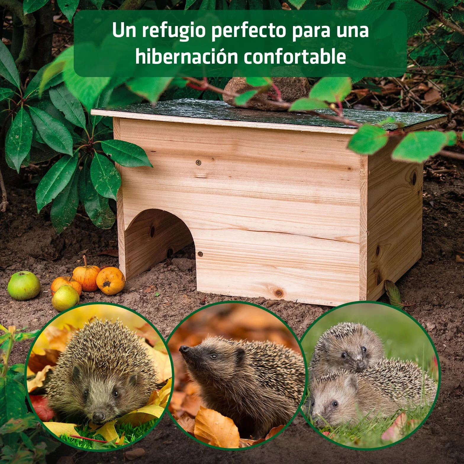 Gardigo® Casa para Erizos DIY - Kit de Madera | Techo Resistente a la Intemperie, Entrada Laberinto - 48×29×38 cm | contra Depredadores | Hogar para Erizos de Jardín | Refugio para Puercoespines