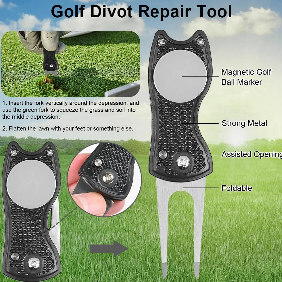 Flintronic Kit de Limpieza para Golf, Cepillo Limpiador Plegable, Toalla y Marcadores